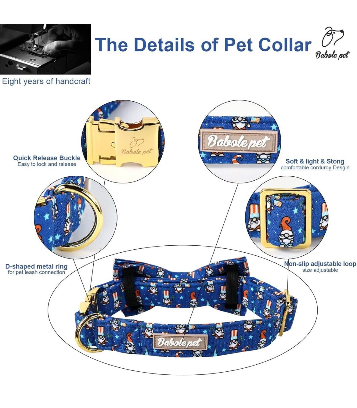 Babble Pet 4Th of July Dog Bow Tie Collar American Flag Day Medium