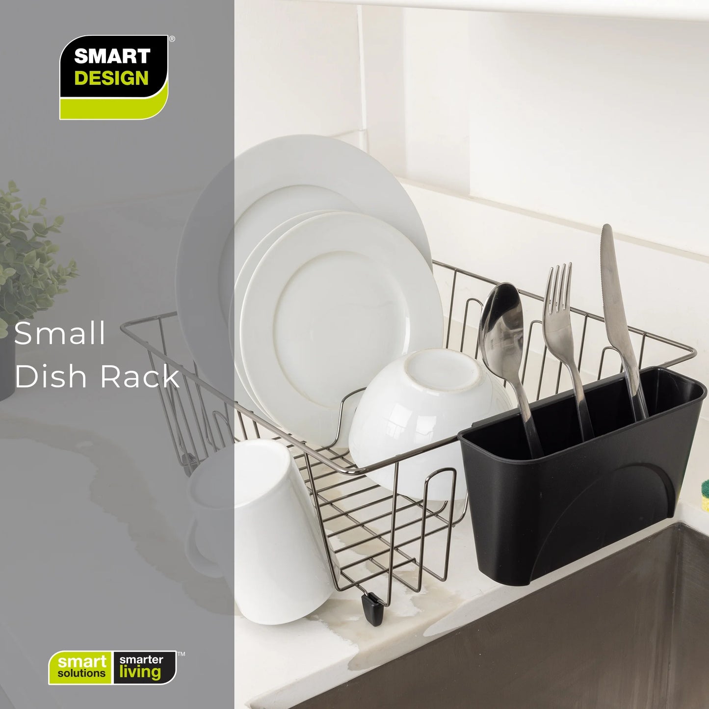 Small Dish Drainer Rack - Chrome/Black