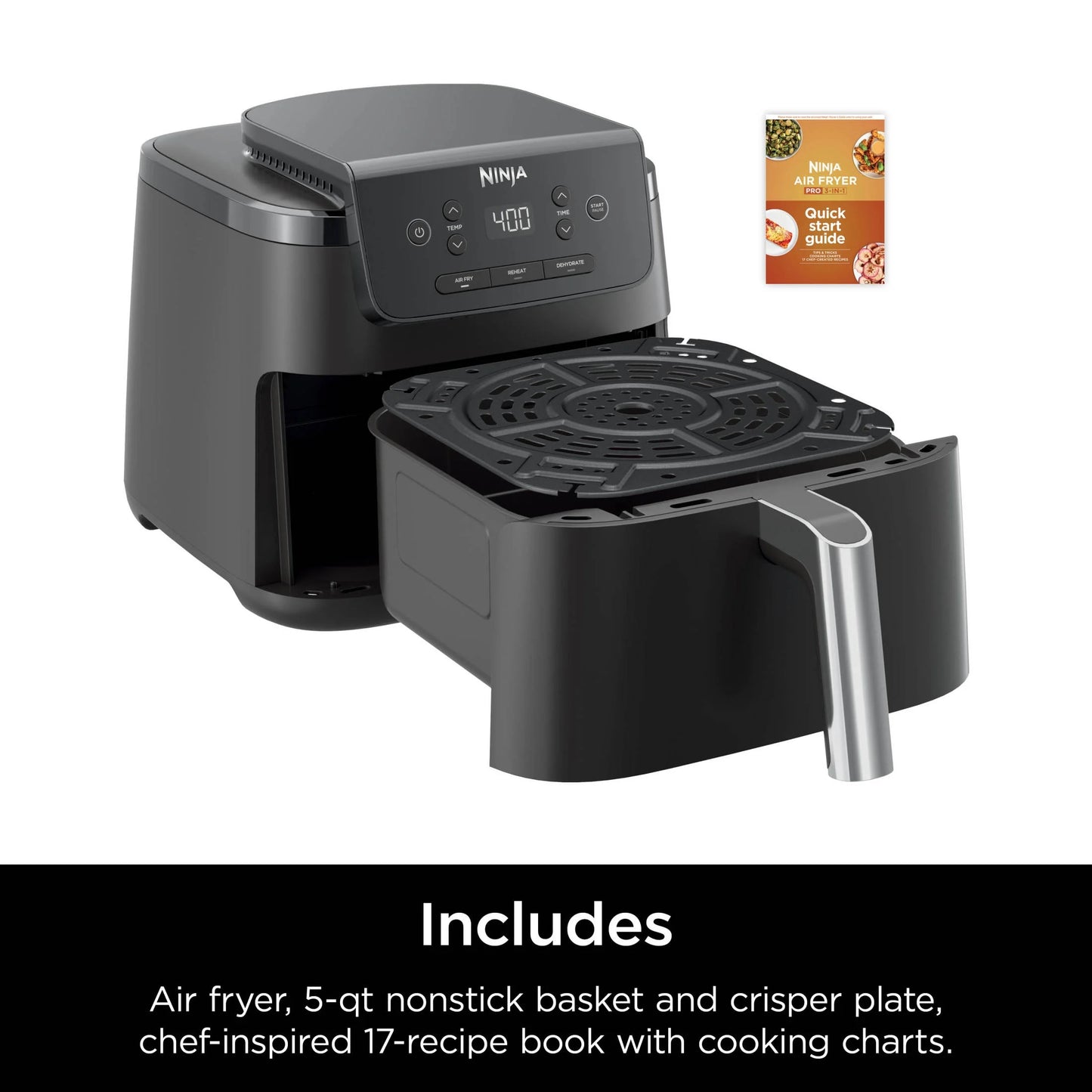 Air Fryer Pro 3-In-1 with 5 QT Capacity, Air Fry, Reheat, Dehydrate, Air Crisp Technology, 120 Volts, Nonstick Basket & Crisper Plate, AF140