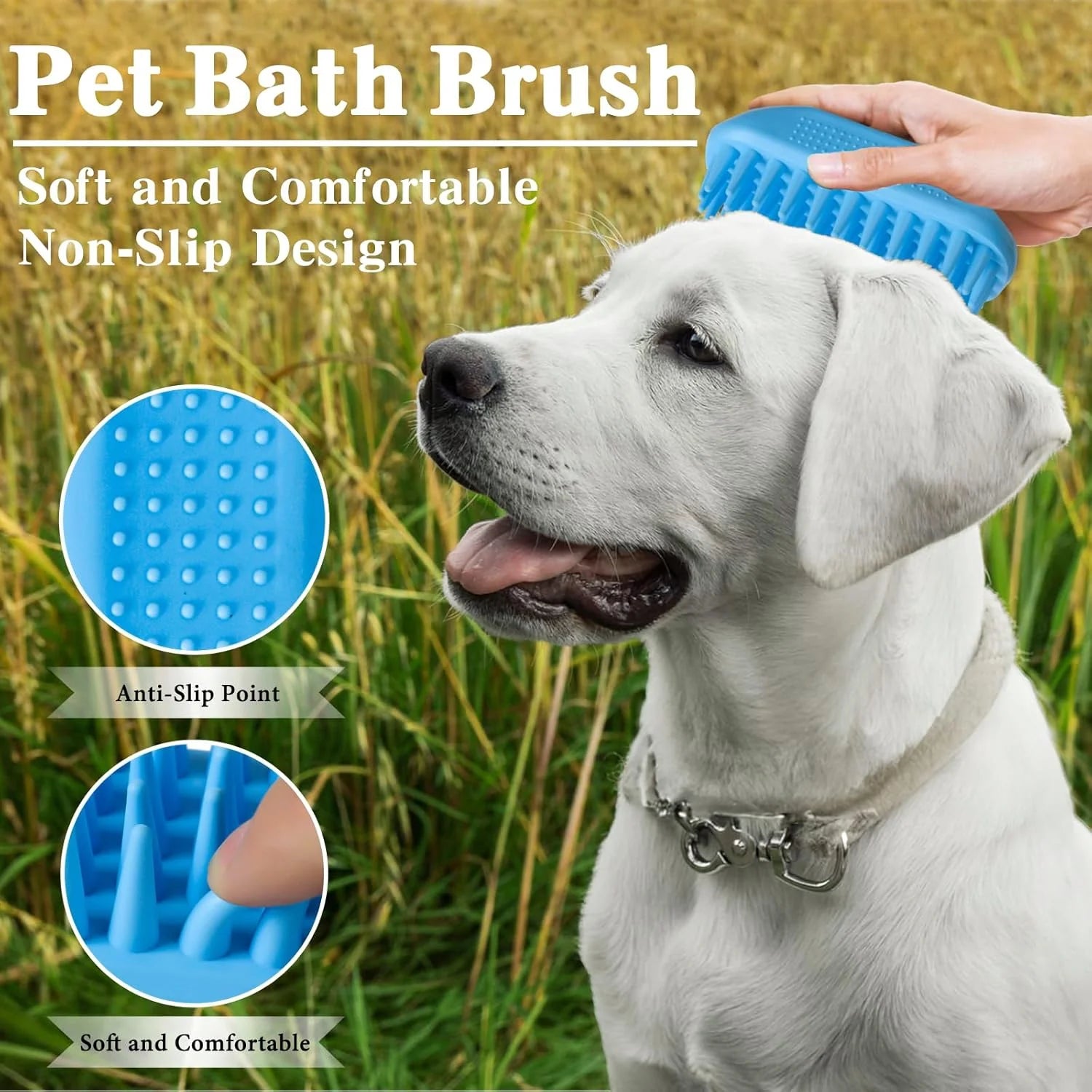 3 Pack Dog Bath Brush, Dog Washing Brush for Short Long Haired Dogs Cats, Dog Scrubber for Bath, Pets Shower, Massaging & Grooming