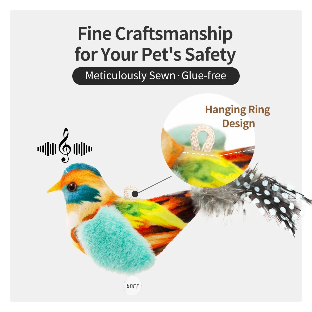 Catnip Cat Toys 2-Piece Interactive Cat Toy Set with Chirp Bird, Elastic String, Catnip (2 Pack)
