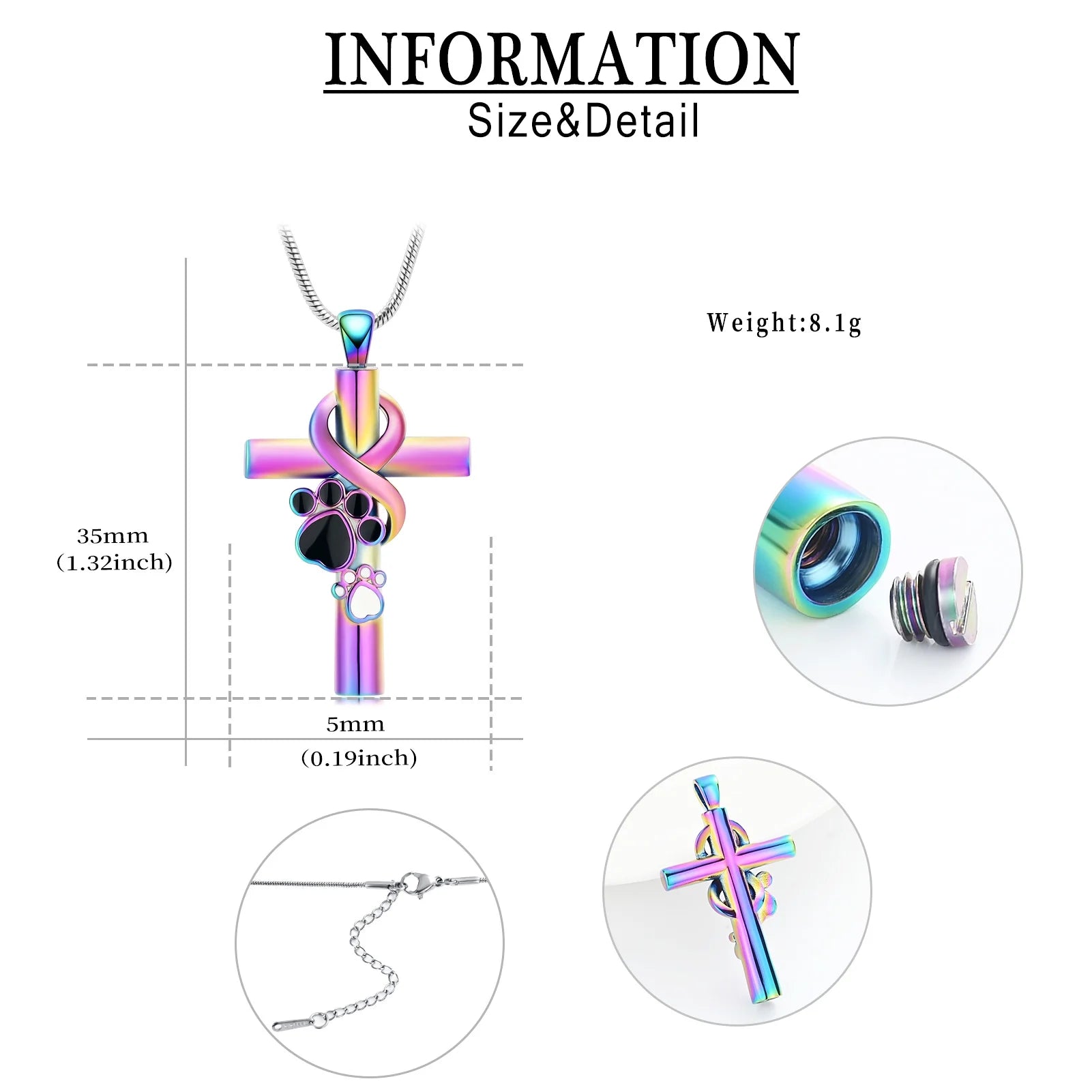 Personalize Paw Print Cross Urn Pendants with Chain Pet Memorial Cremation Jewelry for Dog Cat Ashes Holder Urn Necklace Lockets for Ashes