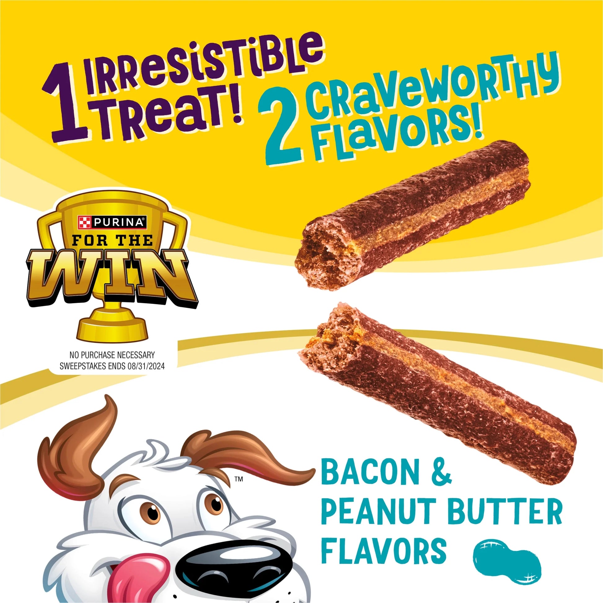 Purina  Flavor Stix Dog Treats with Real Bacon and Peanut Butter, 40 oz Pouch