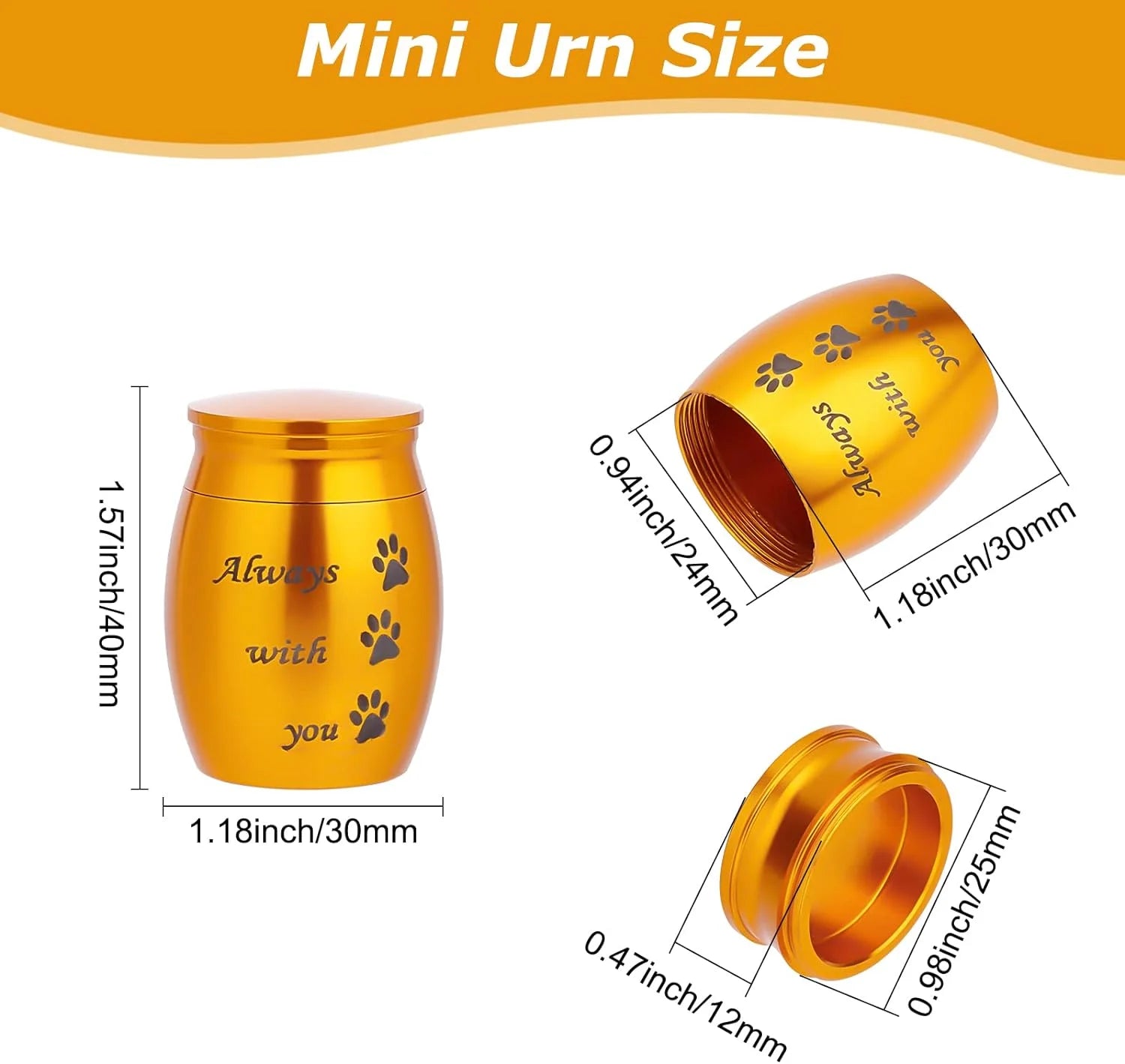Small Pet Urns Always with You Memorial Ashes Holder Mini Paws Engraved Urns Metal Cremation Keepsake Stainless Steel Urns for Pet Dog Cat Bird Rabbit 1.18 X 1.57 Inch Pink