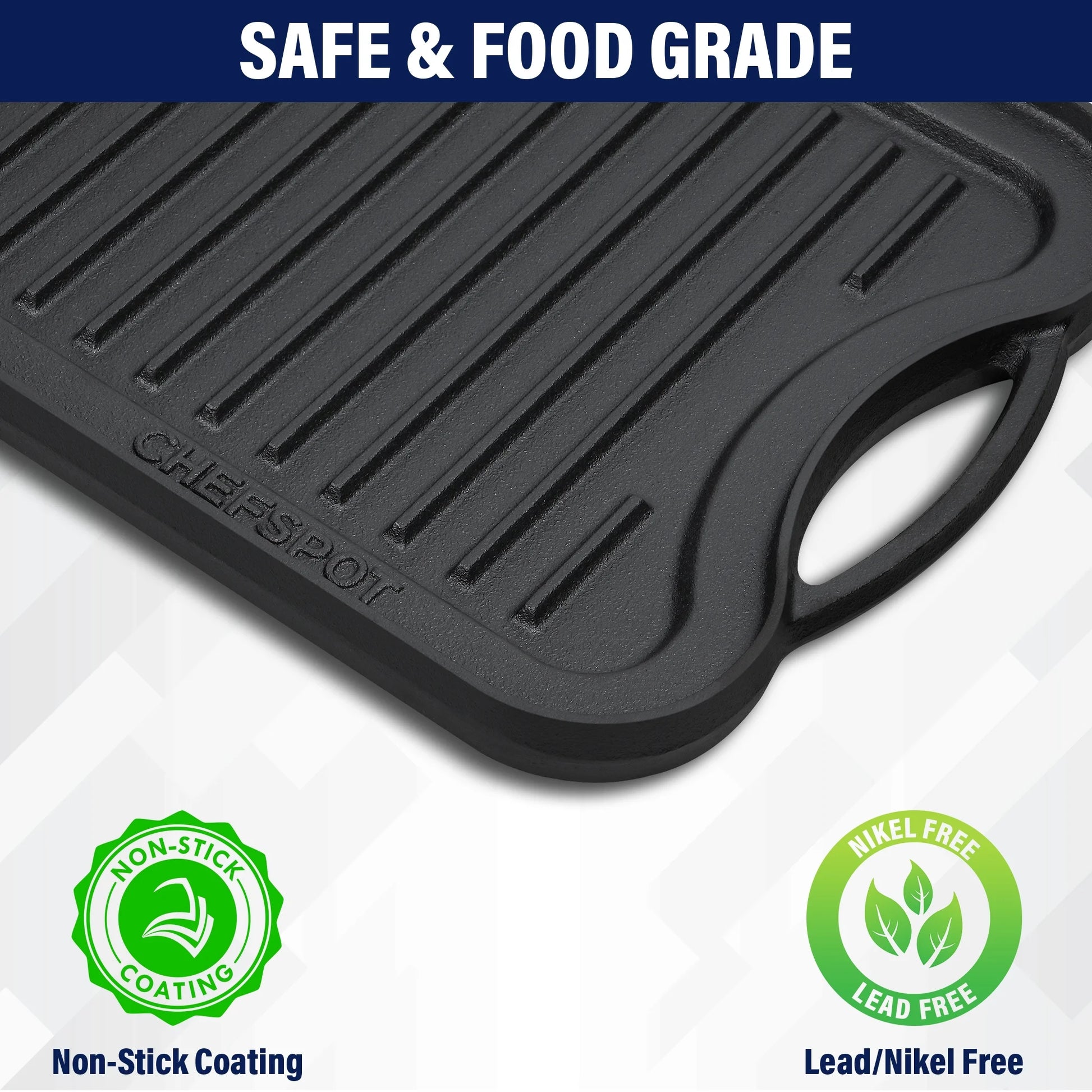 Preseasoned Cast Iron Reversible Grill Griddle Plate Pan - 20", Black, Hand Wash
