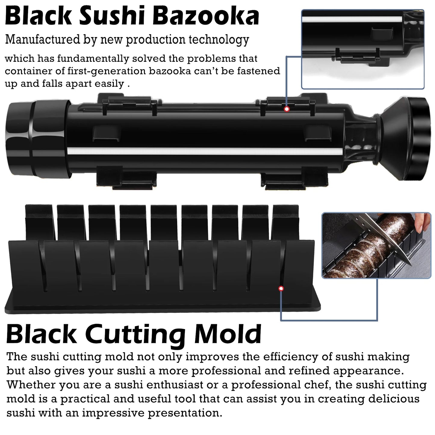 27 Pcs Sushi Making Kit with Bamboo Rolling Kit Sushi Bazooka Maker, Dishwasher Safe