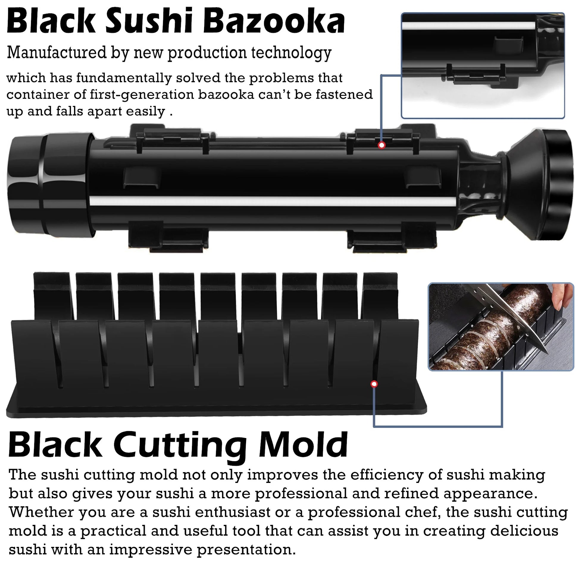 27 Pcs Sushi Making Kit with Bamboo Rolling Kit Sushi Bazooka Maker, Dishwasher Safe