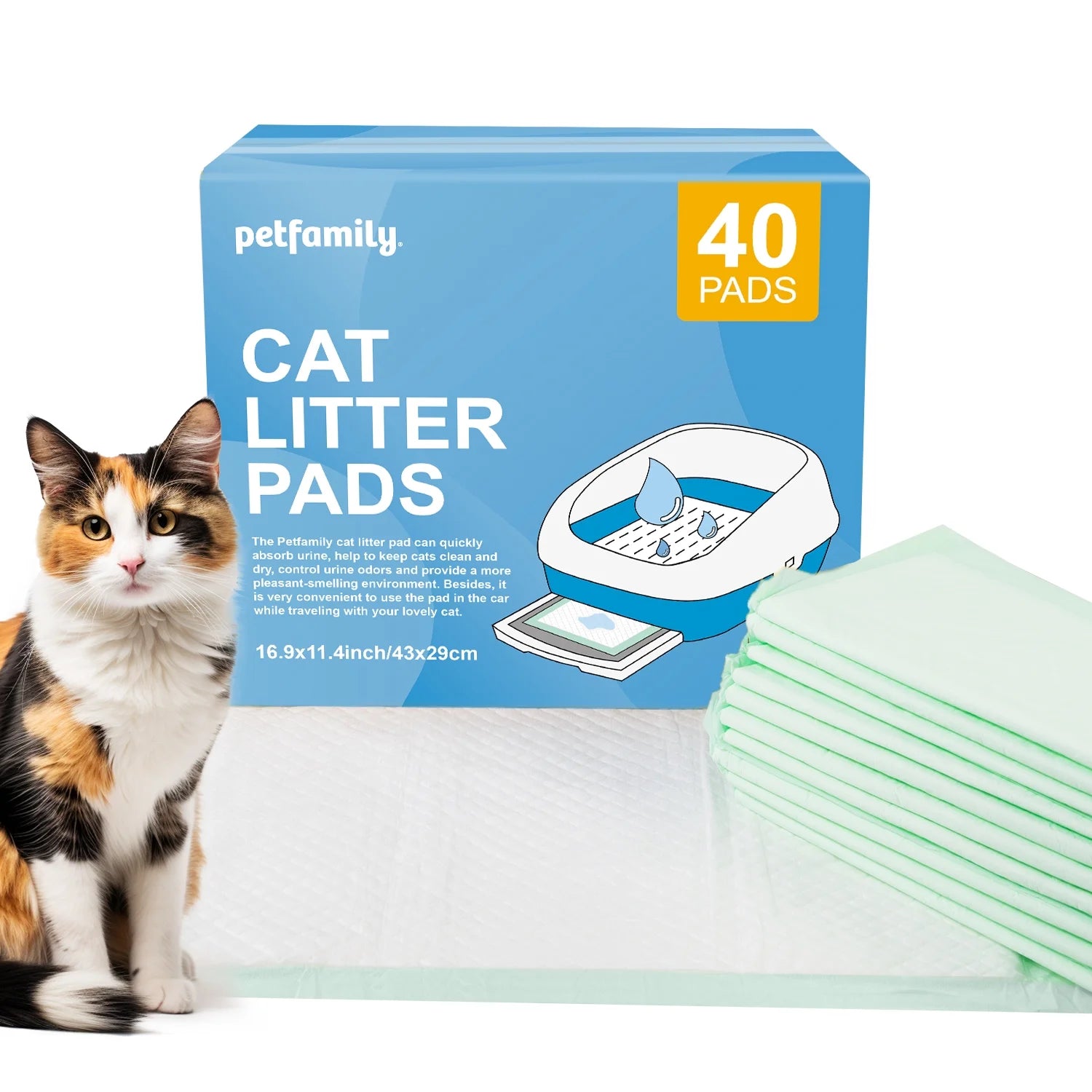 Cat Litter Box Pads-Generic Refill for Tidy Cats Breeze Litter System, Size:16.9” X 11.4”-40 Count