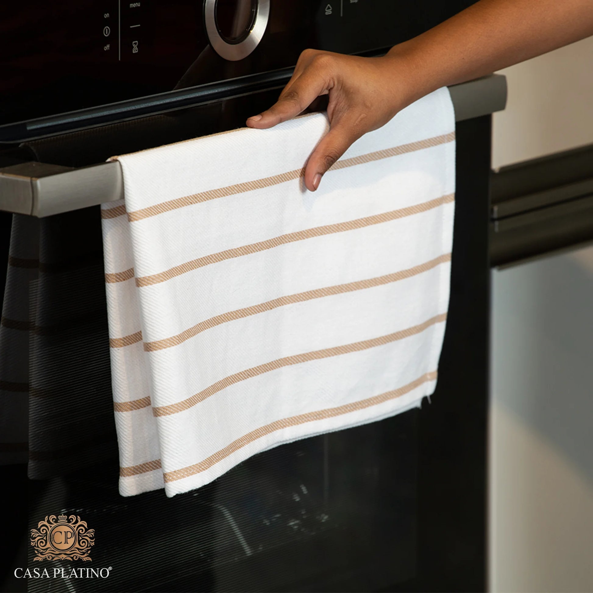 Kitchen Towels Set - Pack of 12 Cotton Dish Towels for Drying Dishes, 18”X 28”, Kitchen Hand Towels, Quick Drying Kitchen Towel Set - Beige