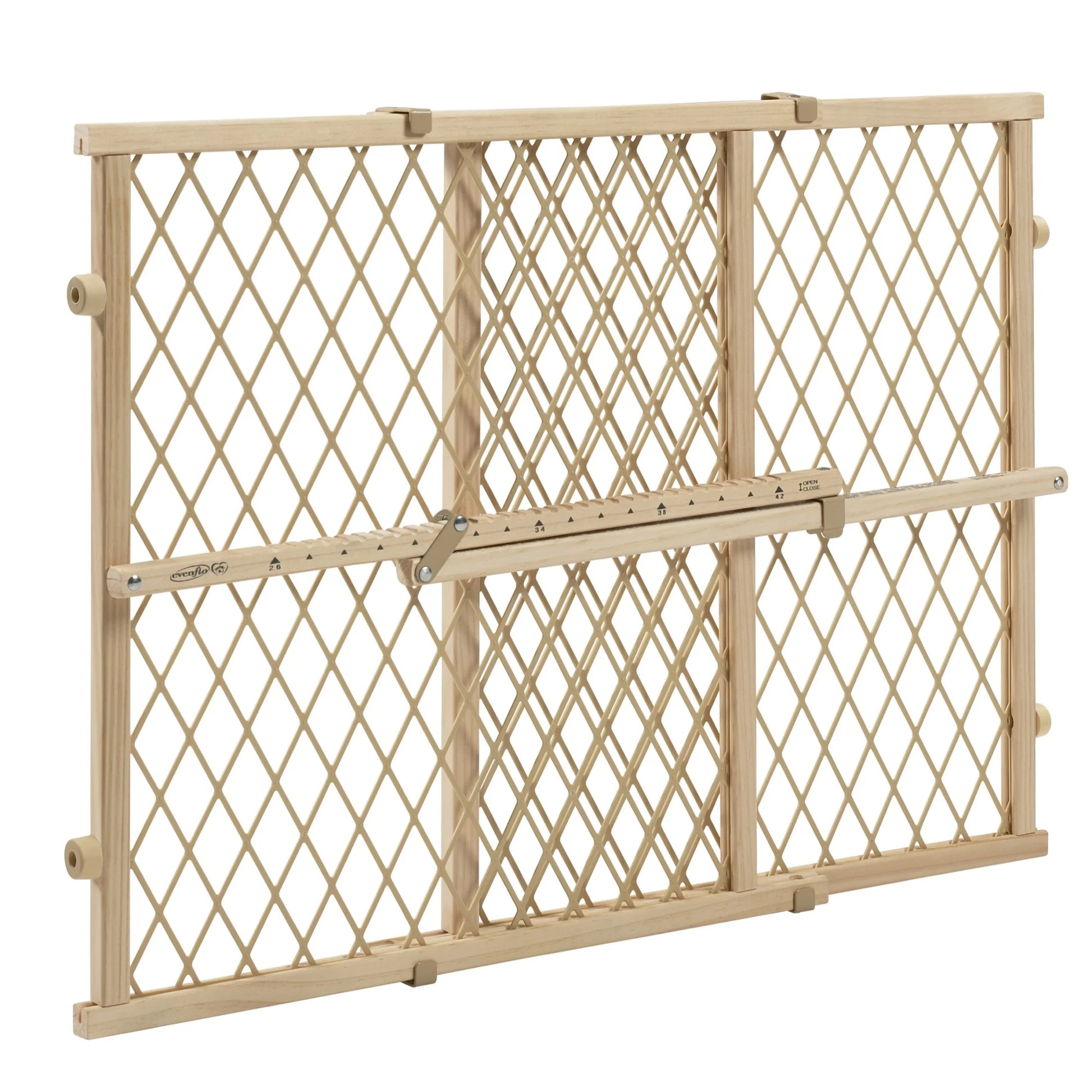 Adjustable Wood Baby Gate - Position & Lock Design, Natural Finish, Fits Openings 26 to 42 Inches Wide