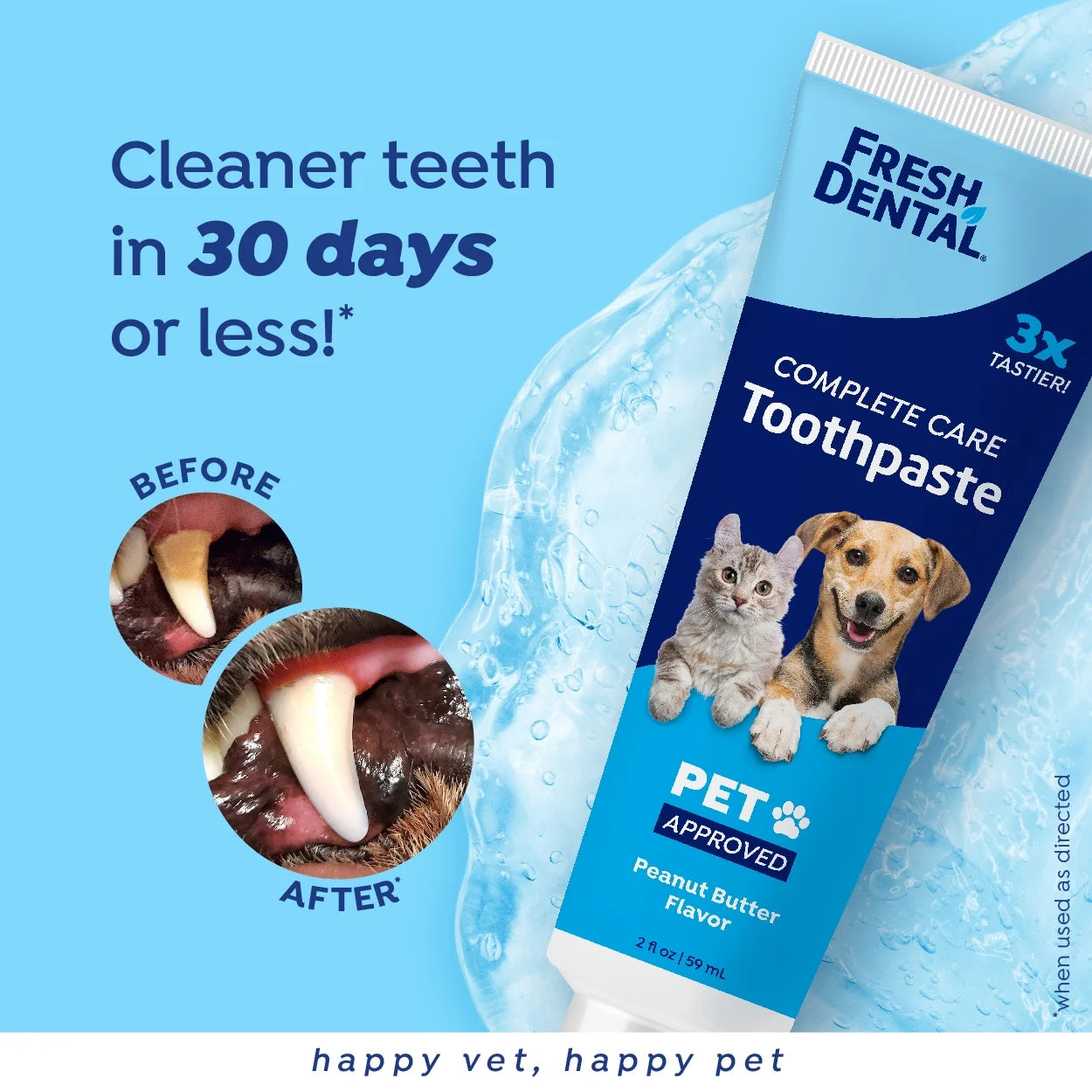 Fresh Dental Tooth Brushing Kit for Dogs & Cats, 2 Oz Gel and Toothbrush