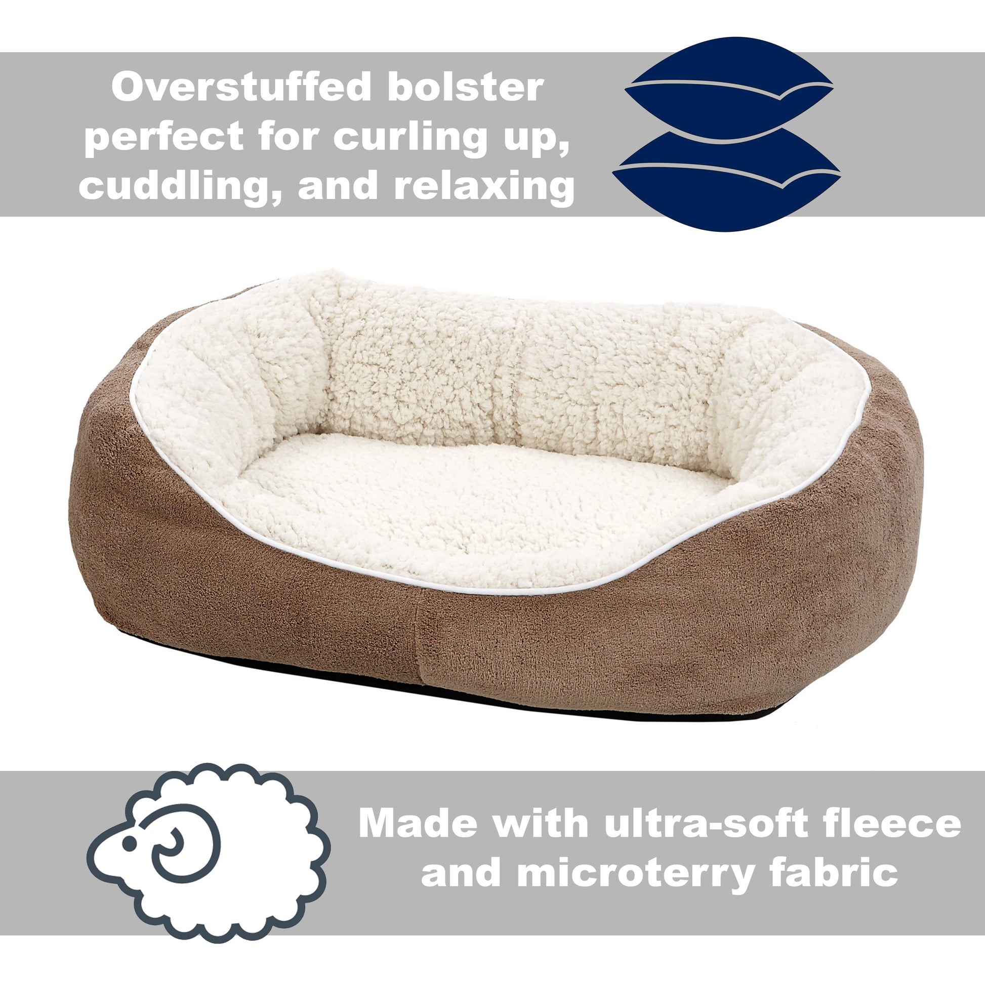 Midwest Homes for Pets Cuddle Dog Bed, Ultra-Soft Fleece Dog & Cat Cuddle Bed, Small, Brown