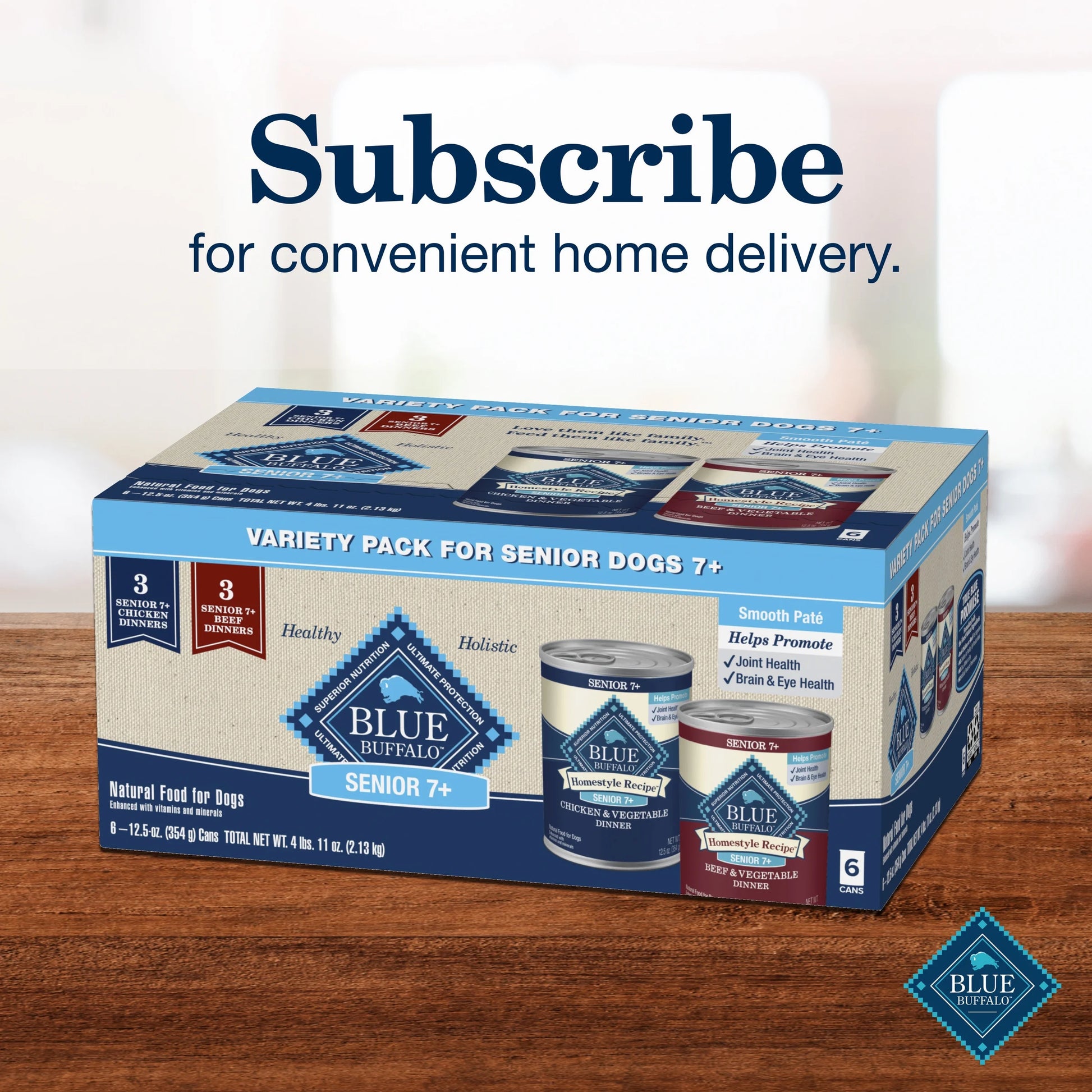 Homestyle Recipe Senior Wet Dog Food Variety Pack, Natural Ingredients, Beef and Chicken Dinner, 12.5-Oz Cans (3 of Each Flavor)