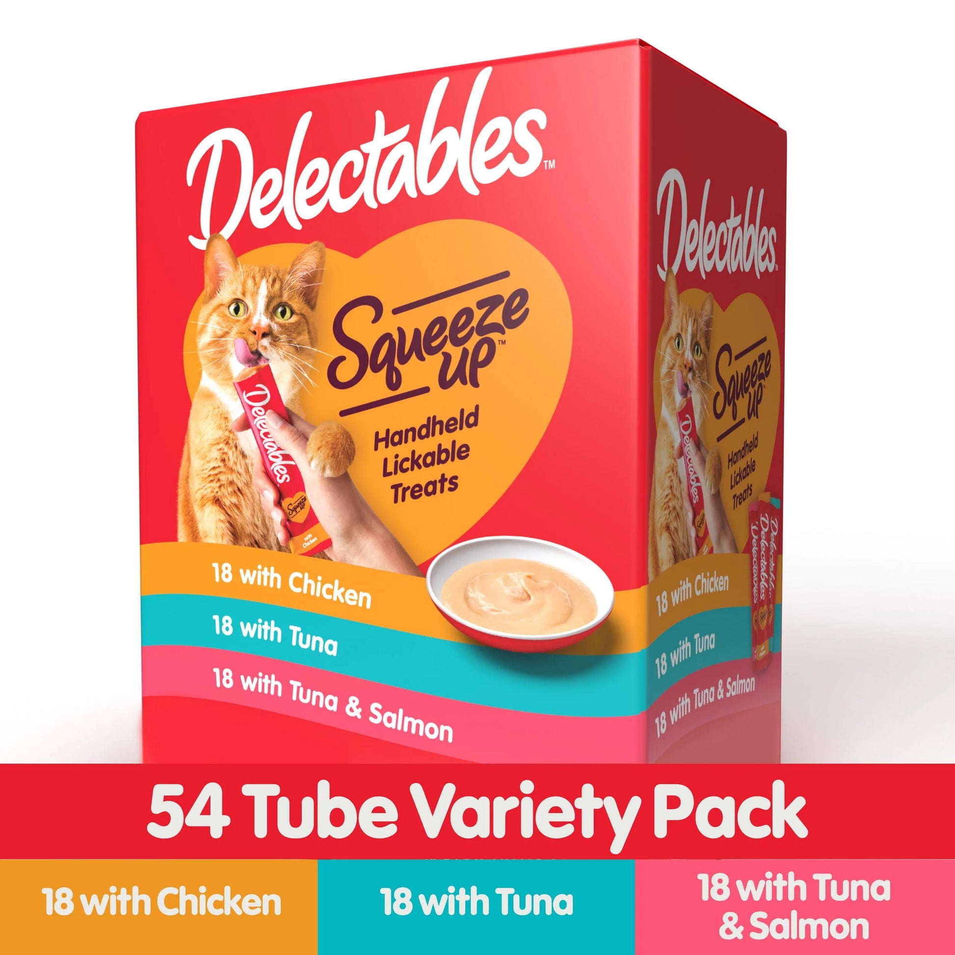 Hartz  Squeeze Up Lickable Wet Cat Treats, Flavor Variety Pack, 0.5 oz Tubes (54 Count)