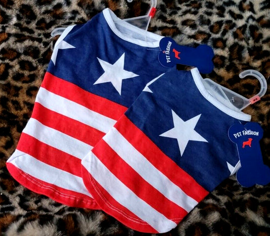 Pet Tee for Dogs or Cats with Star Design - 4th of July, Sizes XS and SM, New with Tags