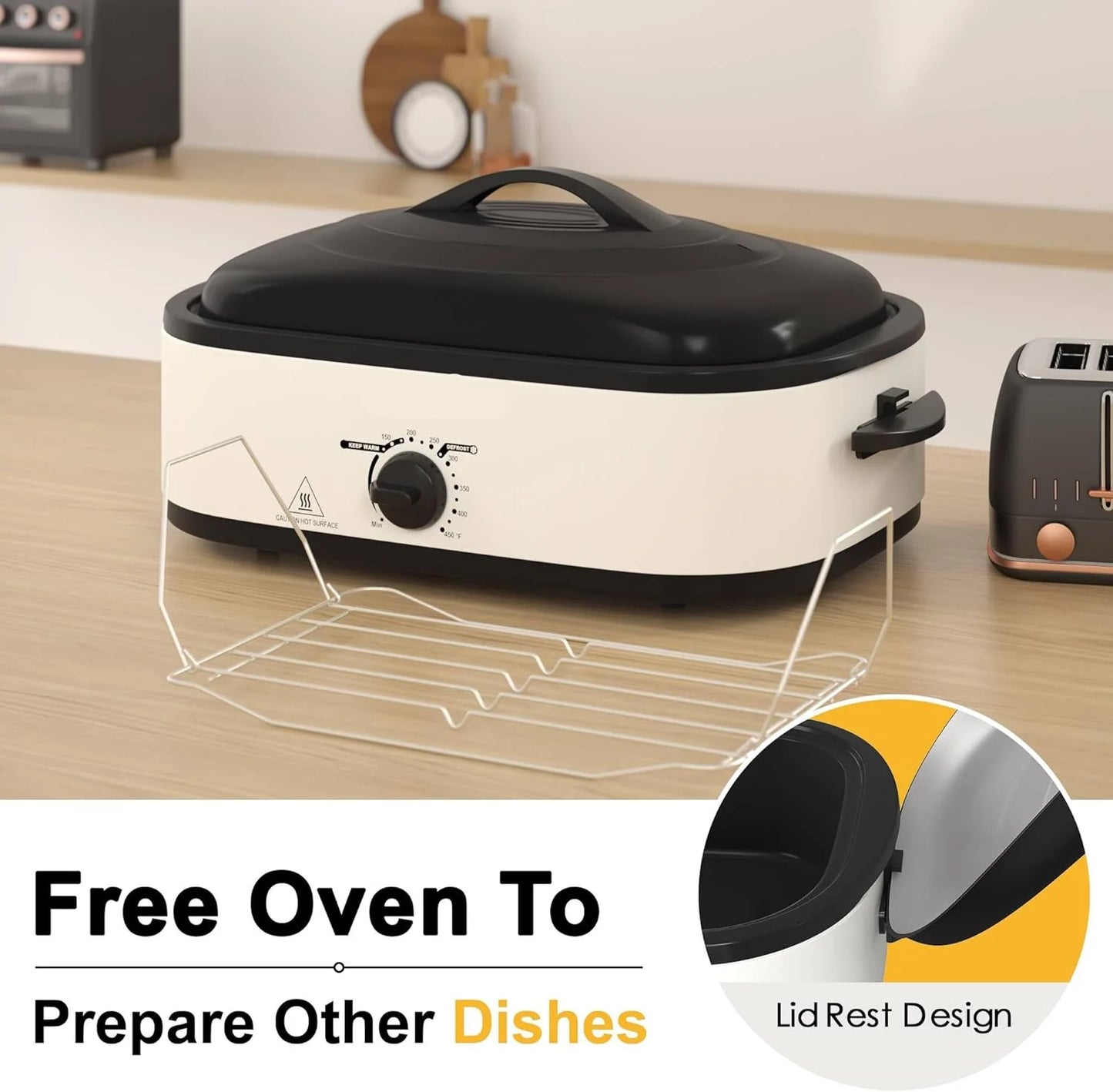 Electric Nonstick Stainless Steel Roasting Pan with Self-Basting Lid