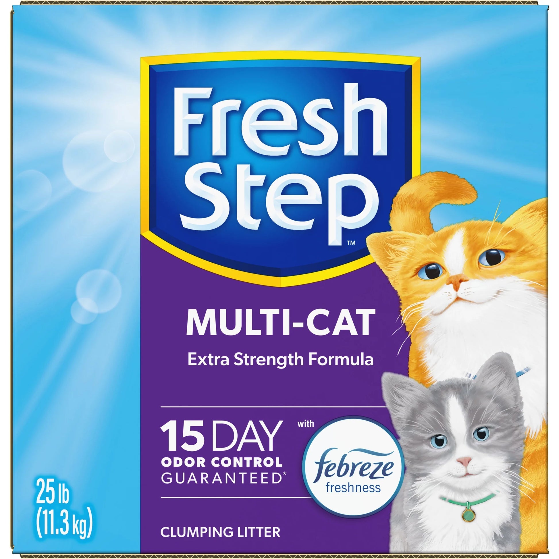 Multi-Cat Extra Strength Clumping Cat Litter with Febreze, 25 Lbs