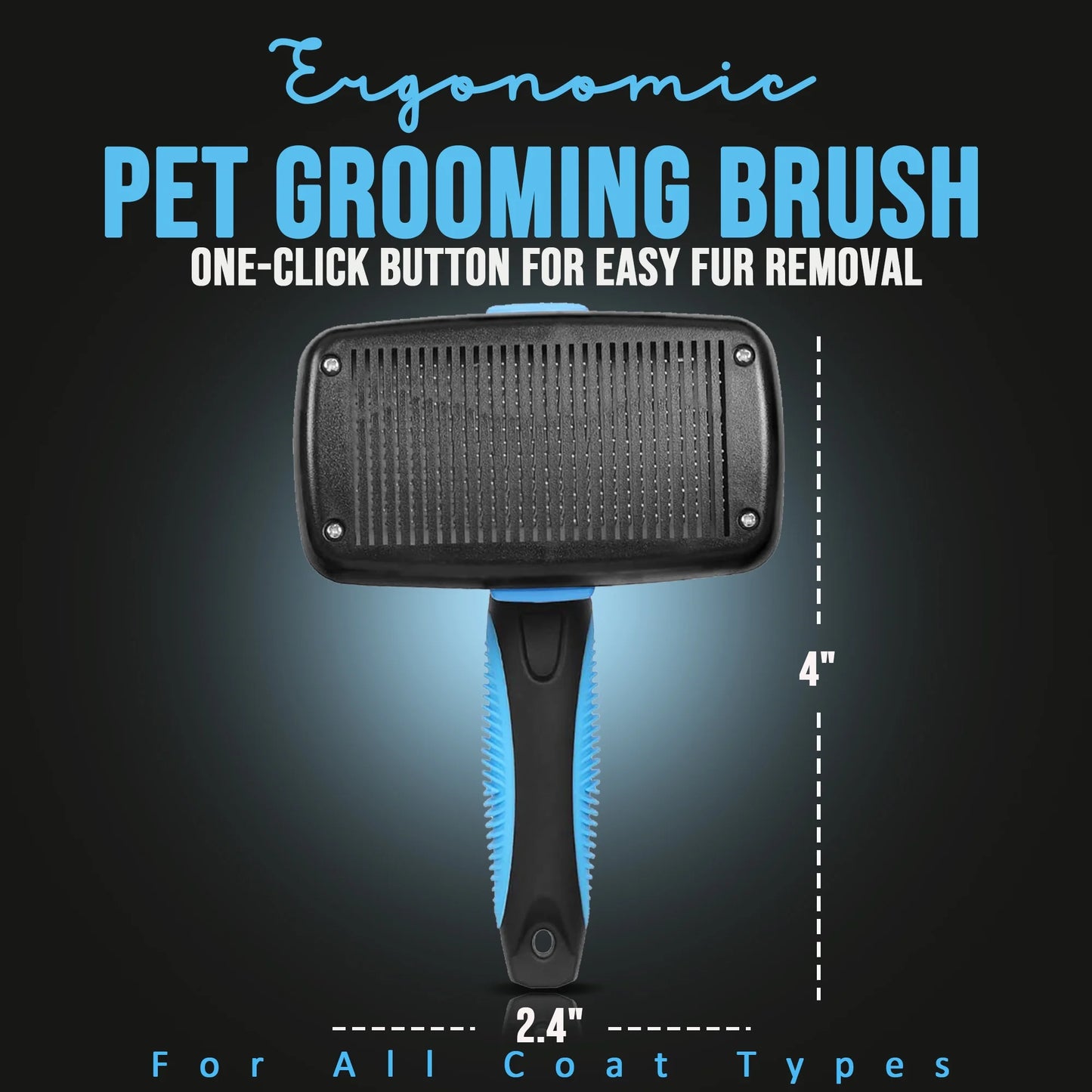 Pet Hair Brush & Grooming Comb Set - Self Cleaning Slicker Brush & Deshedding Comb for Dogs & Cats
