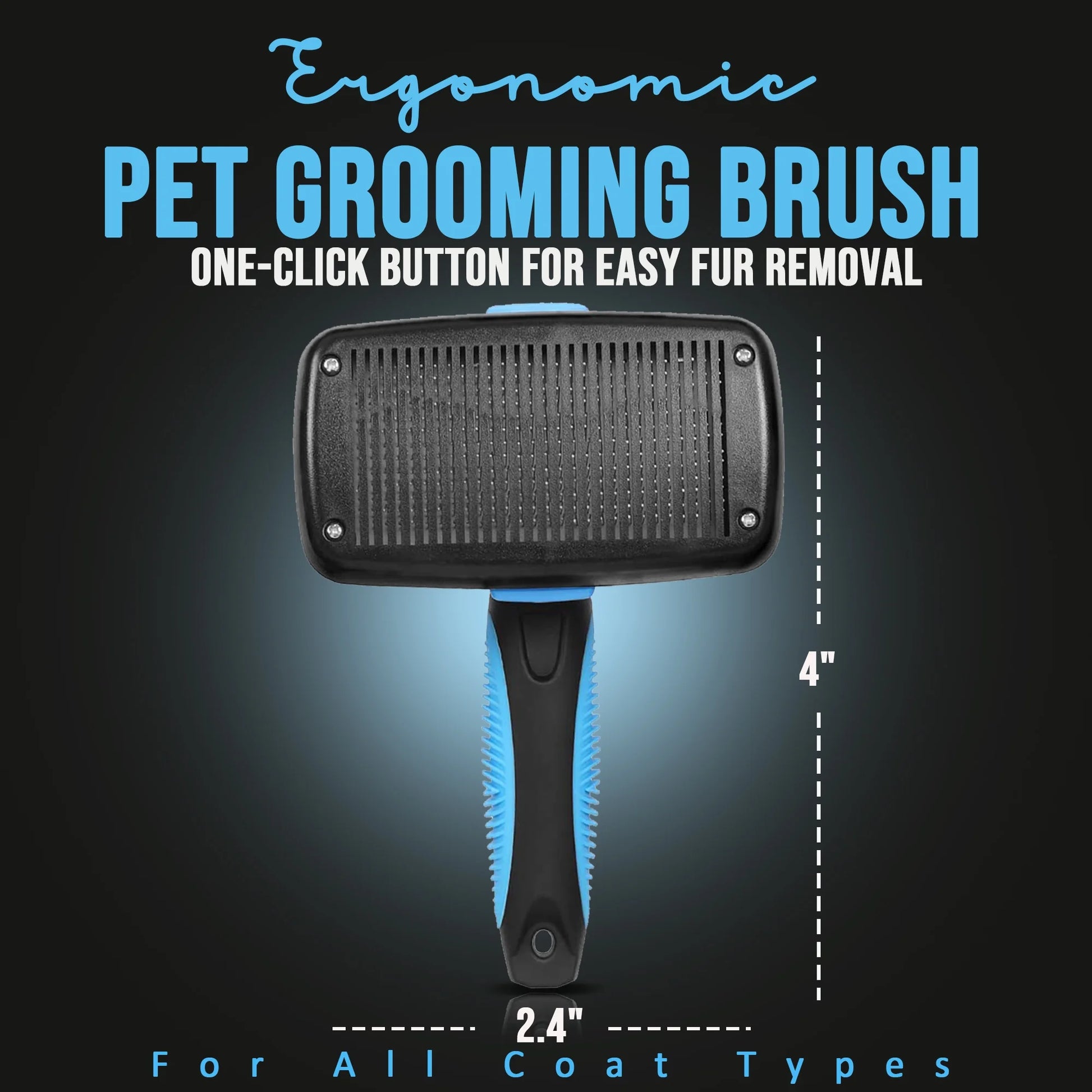 Pet Hair Brush & Grooming Comb Set - Self Cleaning Slicker Brush & Deshedding Comb for Dogs & Cats