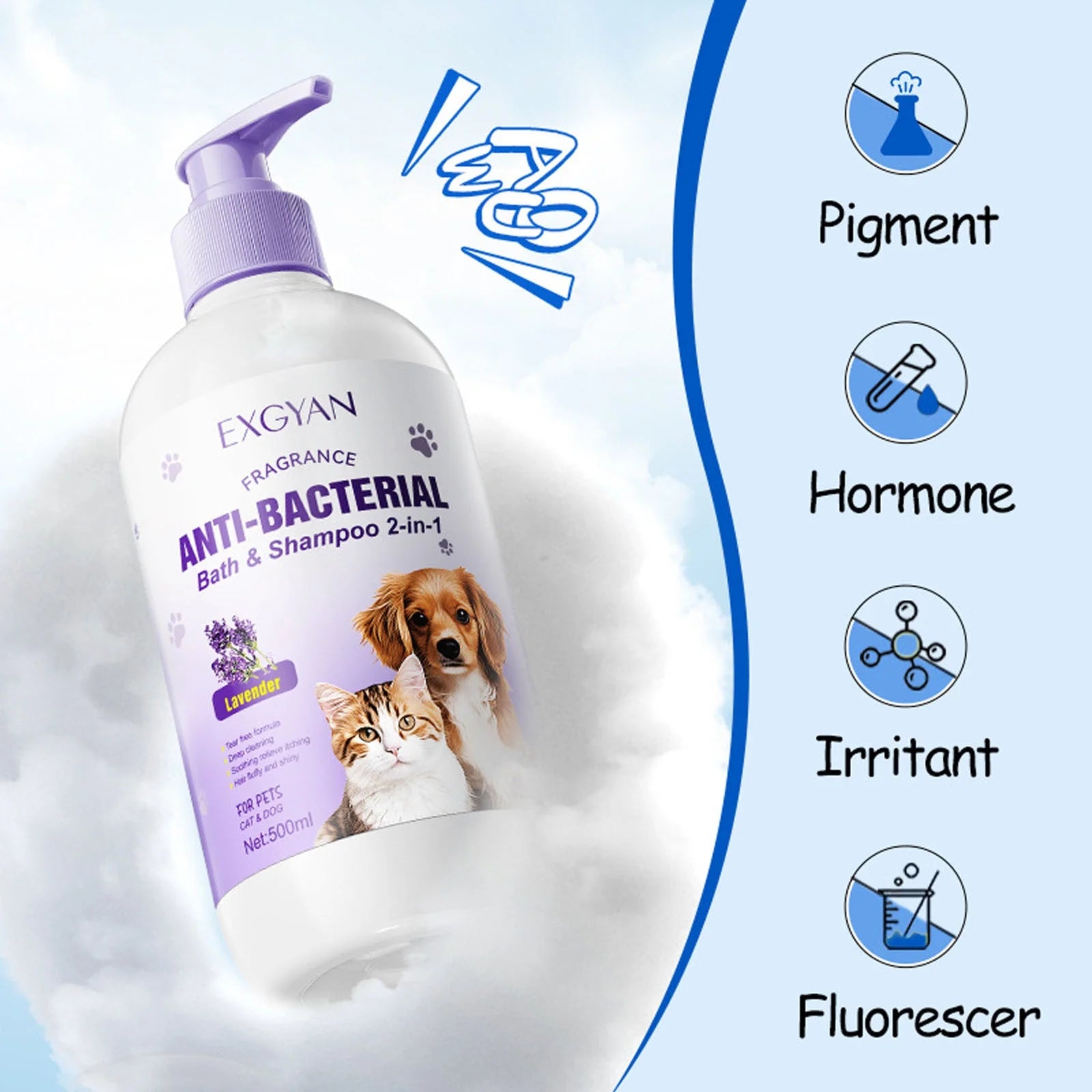 Deals of the Day Clearance!  2-In-1 Pet Lavender Bath and Shampoo-500Ml Soothing Wash for Pets