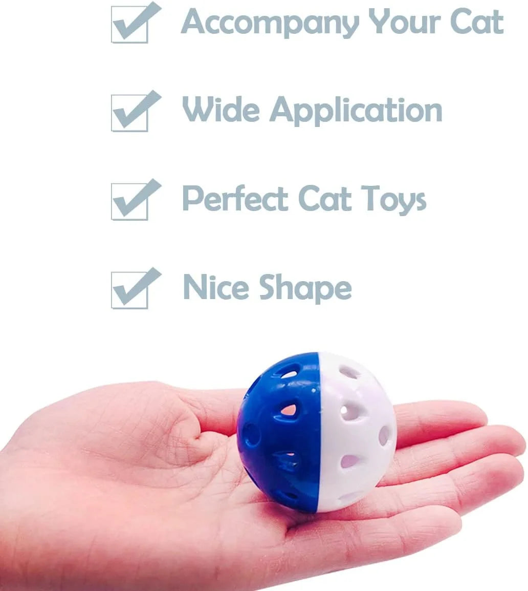 18-Pack Cat Toy Balls with Bells 1.58 Inch Plastic Kitten Chase Toy Jingle Bell Balls for Cat Indoor Training