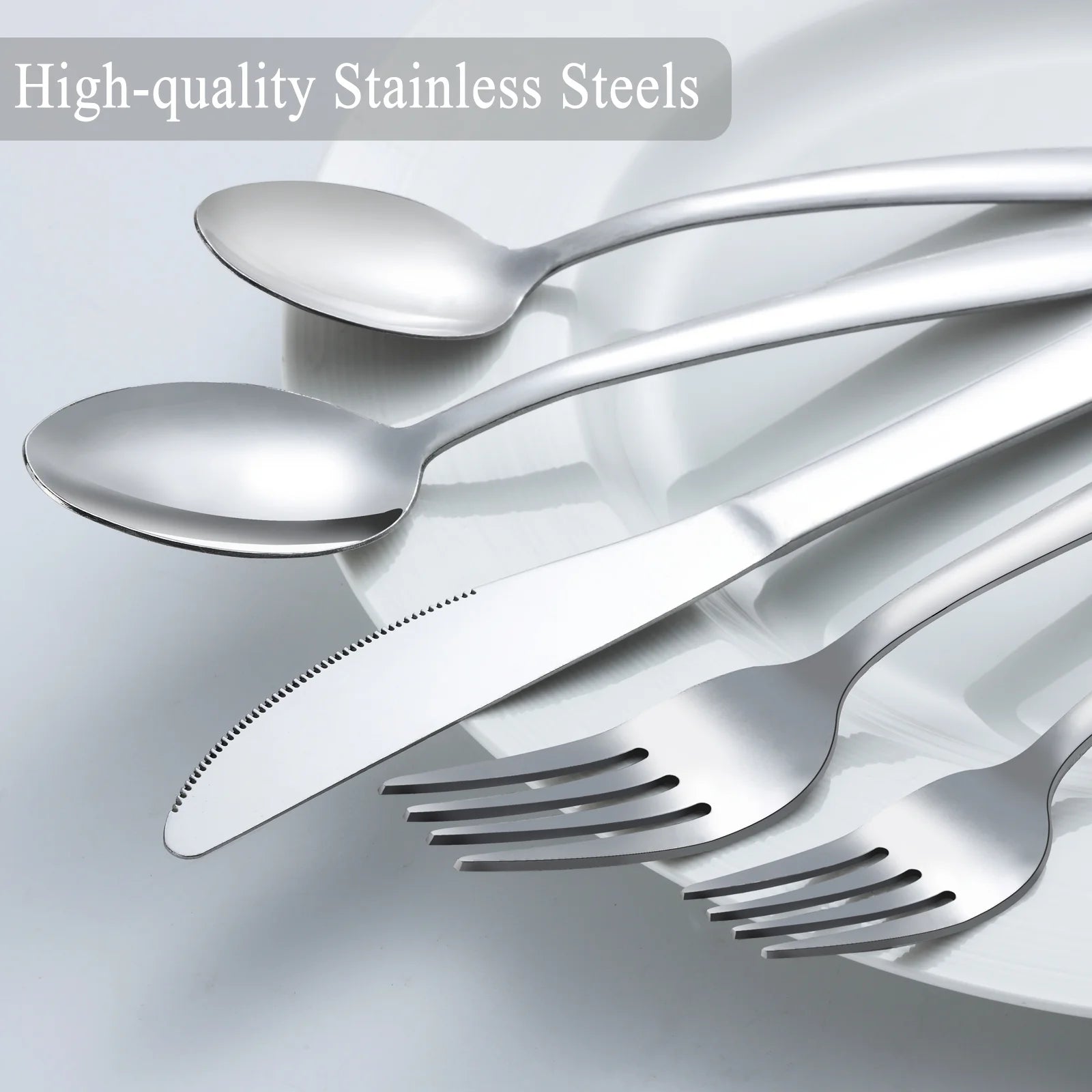 45 Pcs Silverware Set with Serving Utensils for 8, Food Grade Stainless Steel Flatware Cutlery Set for Home and Restaurant, Mirror Polished & Dishwasher Safe