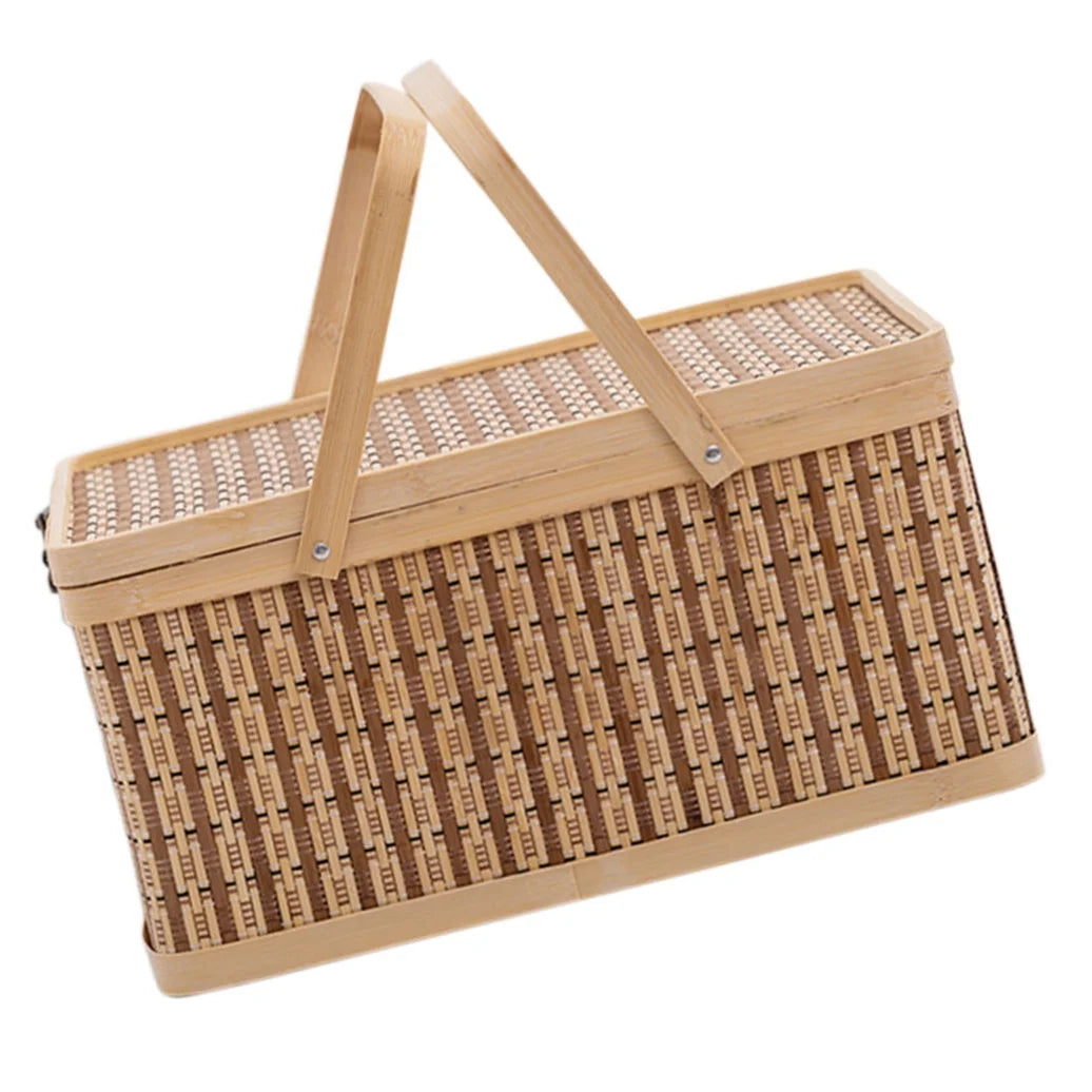 Kitchen Storage Basket Bamboo Woven Basket Retro Style Gift Packaging 1Pcs