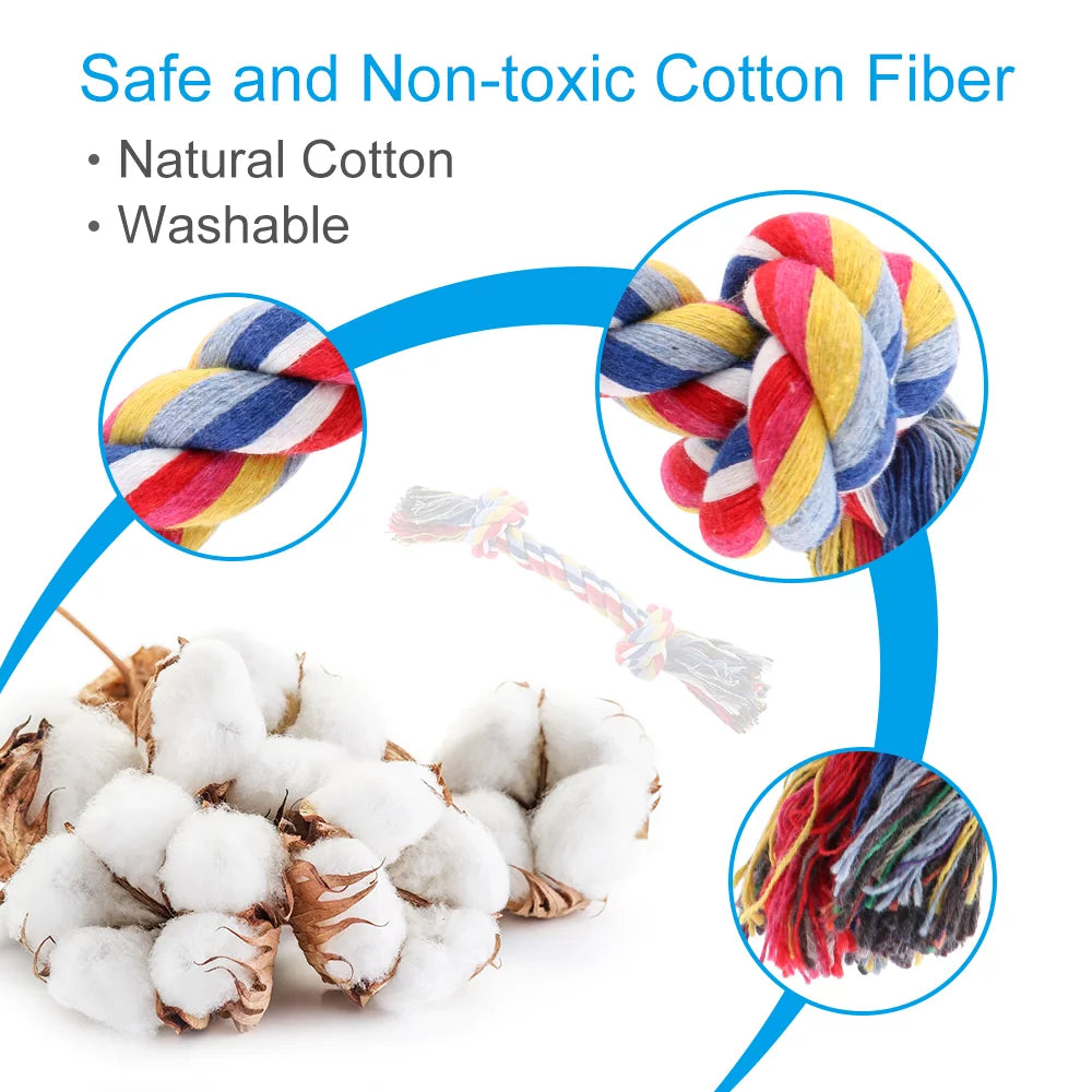 Durable Dog Chew Toys - 8 Pack Interactive Washable Rope Toys for Aggressive Chewers, Ideal for Puppies and Small to Medium Dogs