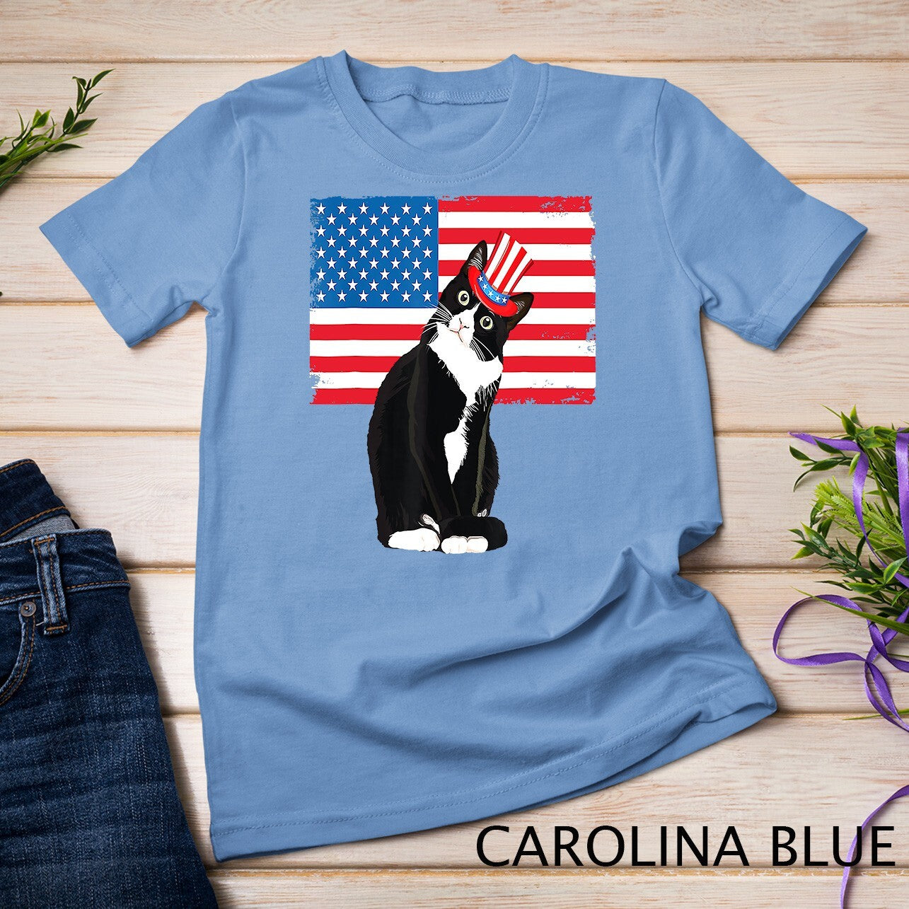 Tuxedo Cat 4Th of July Hat Patriotic Gift Adults Kids T-Shirt Unisex T-Shirt