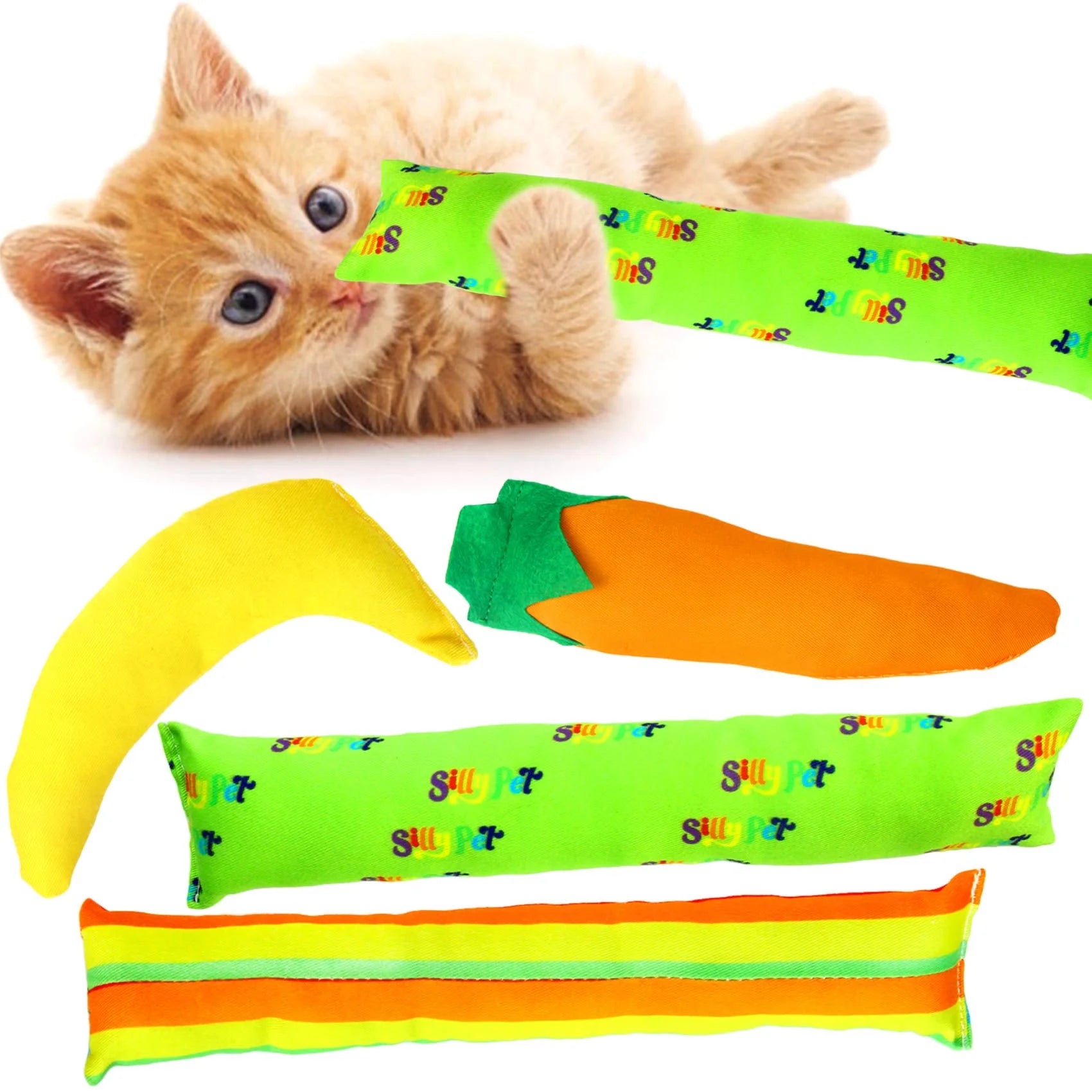 4 Pack Cat Kicker Toys, Kitty Kick Stick, Cat Kick Toy, Interactive Cat Toys for Cat, Puppy, Kitty, Kitten (Cotton Fabric)