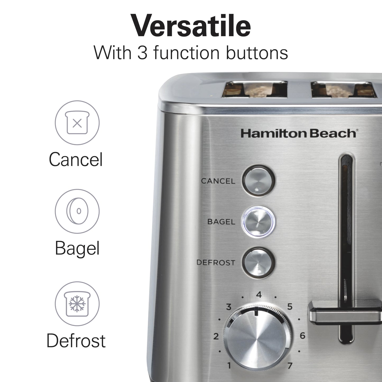 Toaster, 2-Slice Modern Luxe Series, Stainless Steel, Extra-Wide Slots, Bagel, Defrost, Toast Boost, Slide-Out Crumb Tray, Cancel Buttons, NEW