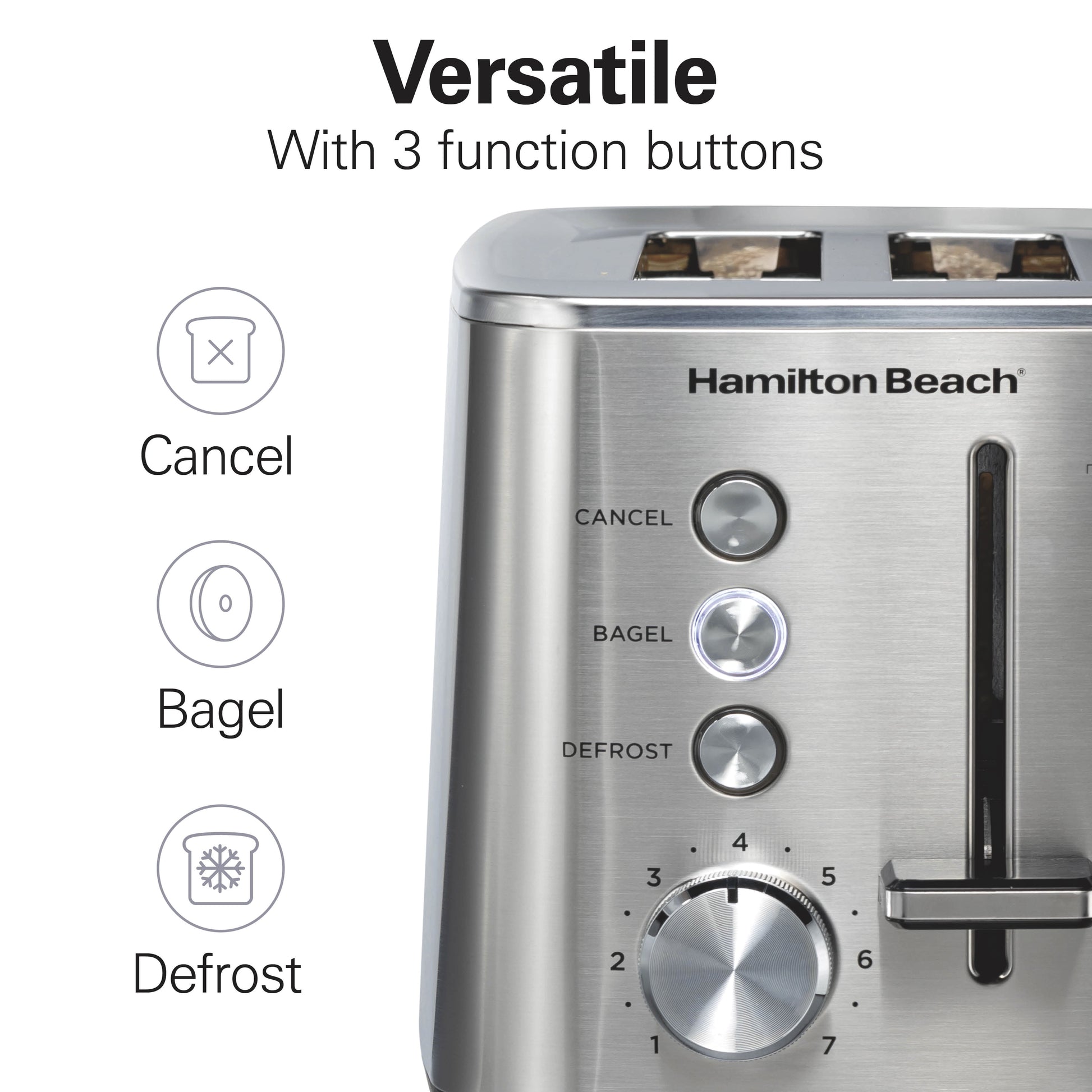 Toaster, 2-Slice Modern Luxe Series, Stainless Steel, Extra-Wide Slots, Bagel, Defrost, Toast Boost, Slide-Out Crumb Tray, Cancel Buttons, NEW