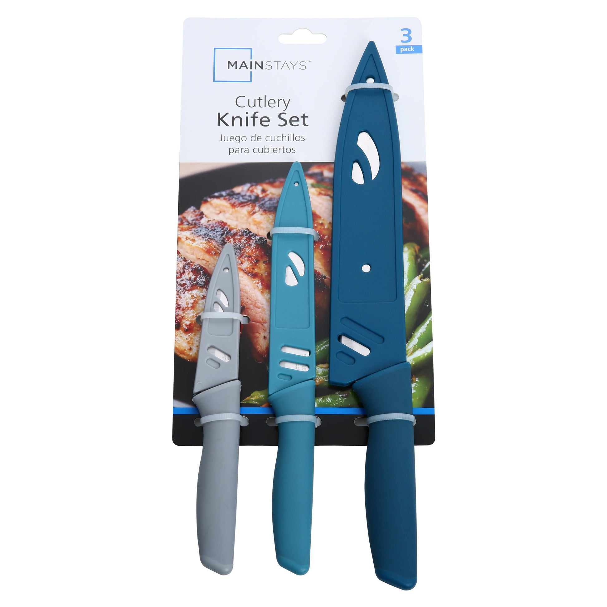 3 Piece Stainless Steel Color Knife Set with Ergonomic Soft Grip Handles