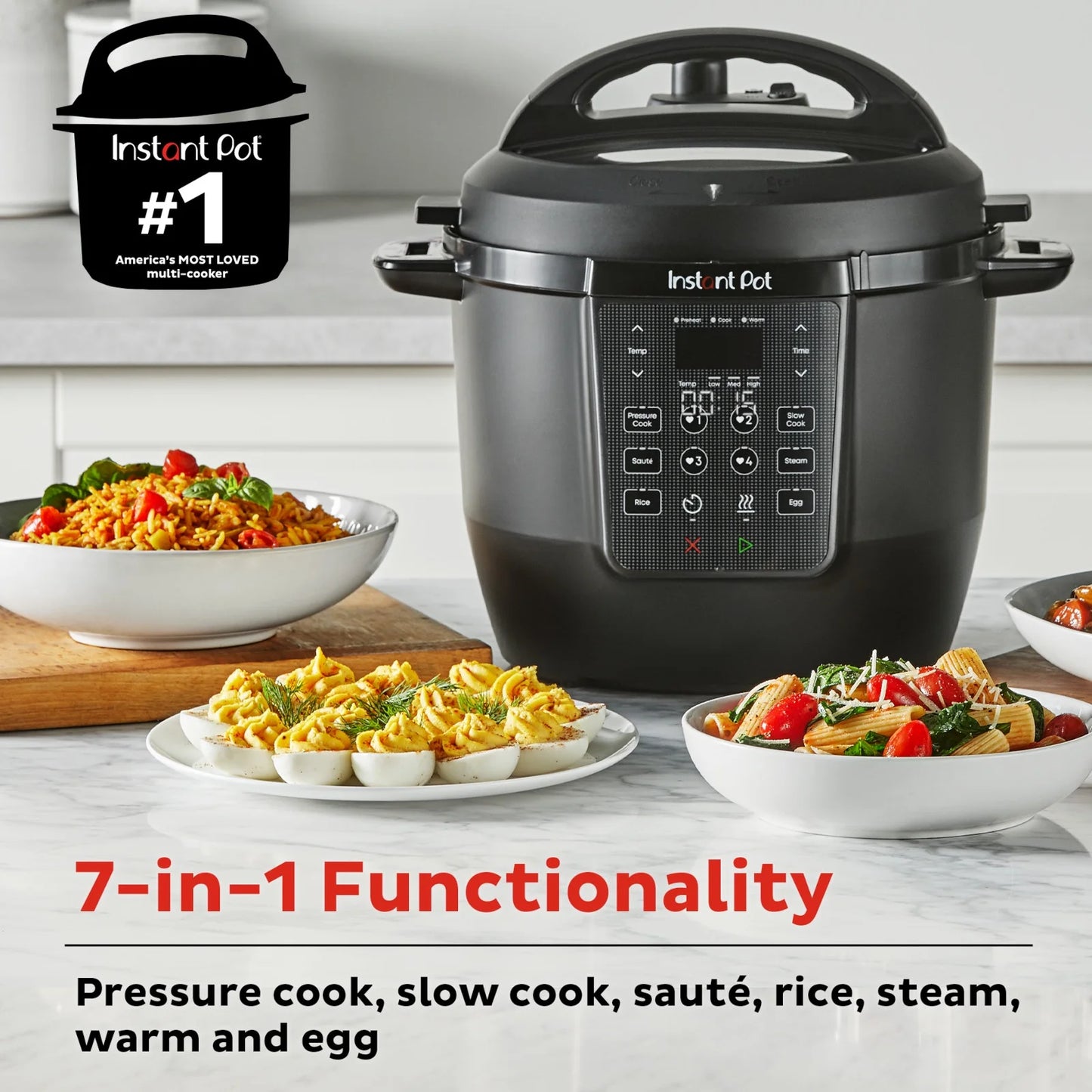 6Qt RIO Chef Series 7-In-1 Multi-Cooker, Pressure Cooker, Slow Cook, & More, Black