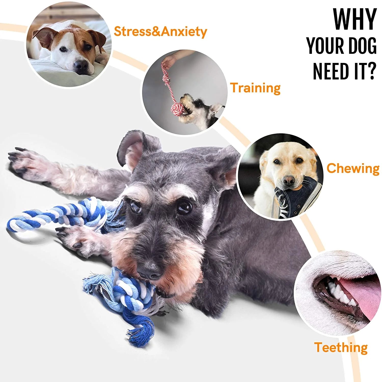 4-Pack Dog Rope Toys, Durable Cotton Chew and Tug Ropes for Indoor/Outdoor Interactive Play, Ideal for Small to Medium Dogs