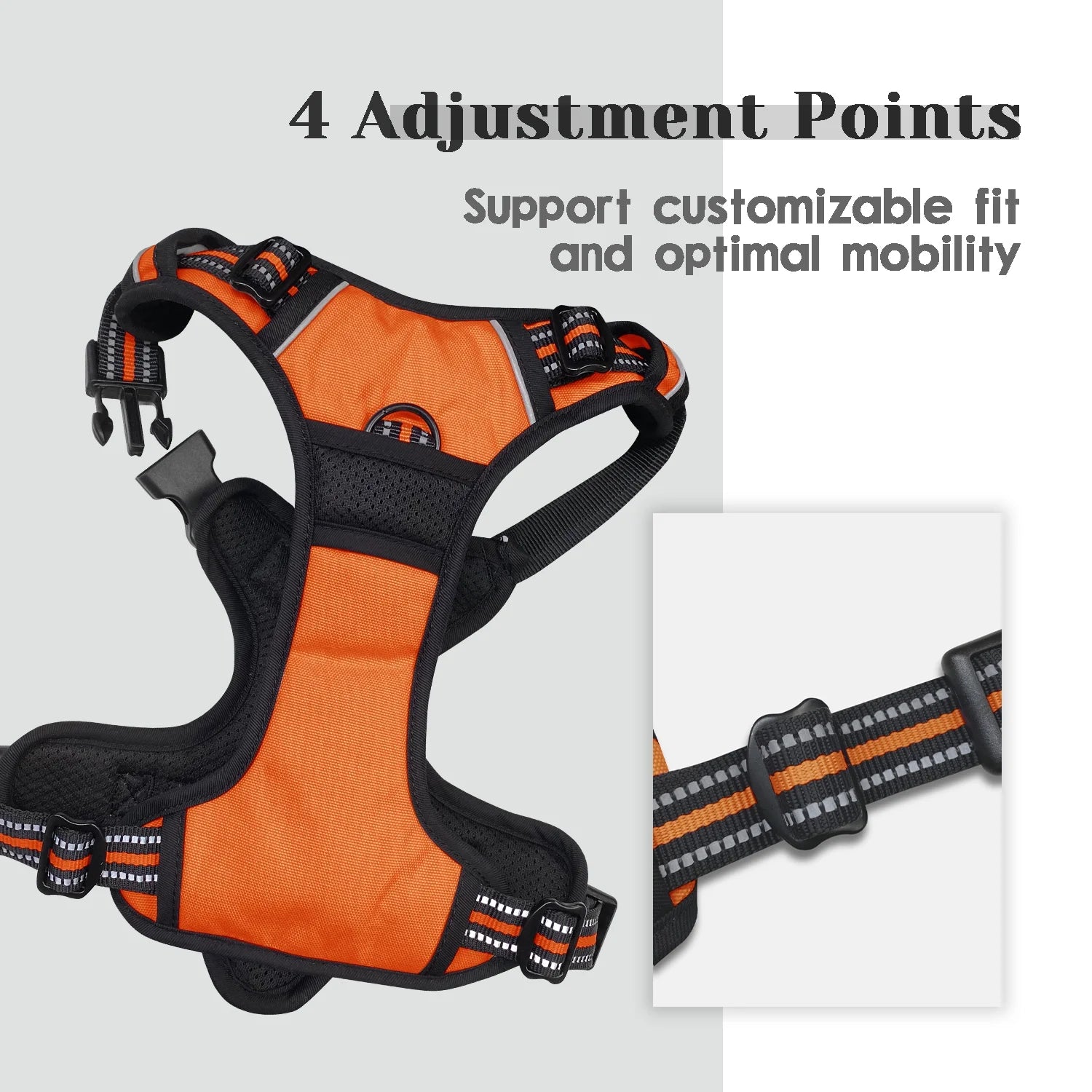 Adjustable No-Pull Dog Harness with Breathable Padded Vest and Reflective Safety Features, Easy Control Handle for Small to Large Dogs, Orange, XL