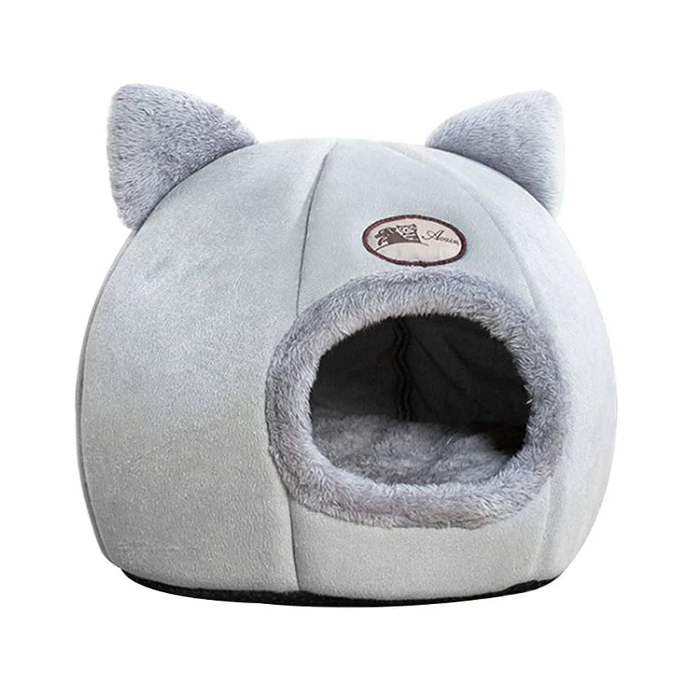 Pet Tent Cave Bed for Cats/Small Dogs Self-Warming 2-In-1 Cat Tent/ Bed/Cat Hut with Removable Washable Cushion, Comfortable Pet Sleeping Bed