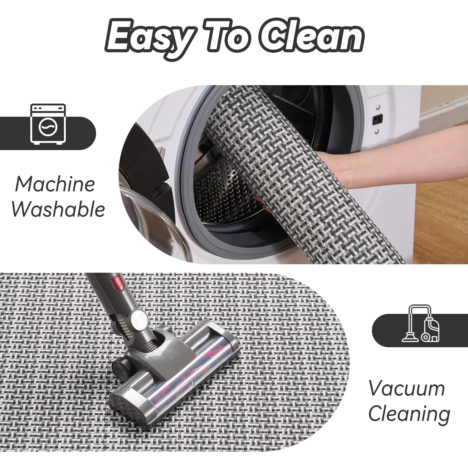 2-Piece Non-Slip Kitchen Rug Set, Washable Absorbent Mats, 19.7"X31.5"+19.7"X59", Gray, for Sink, Laundry, Hallway