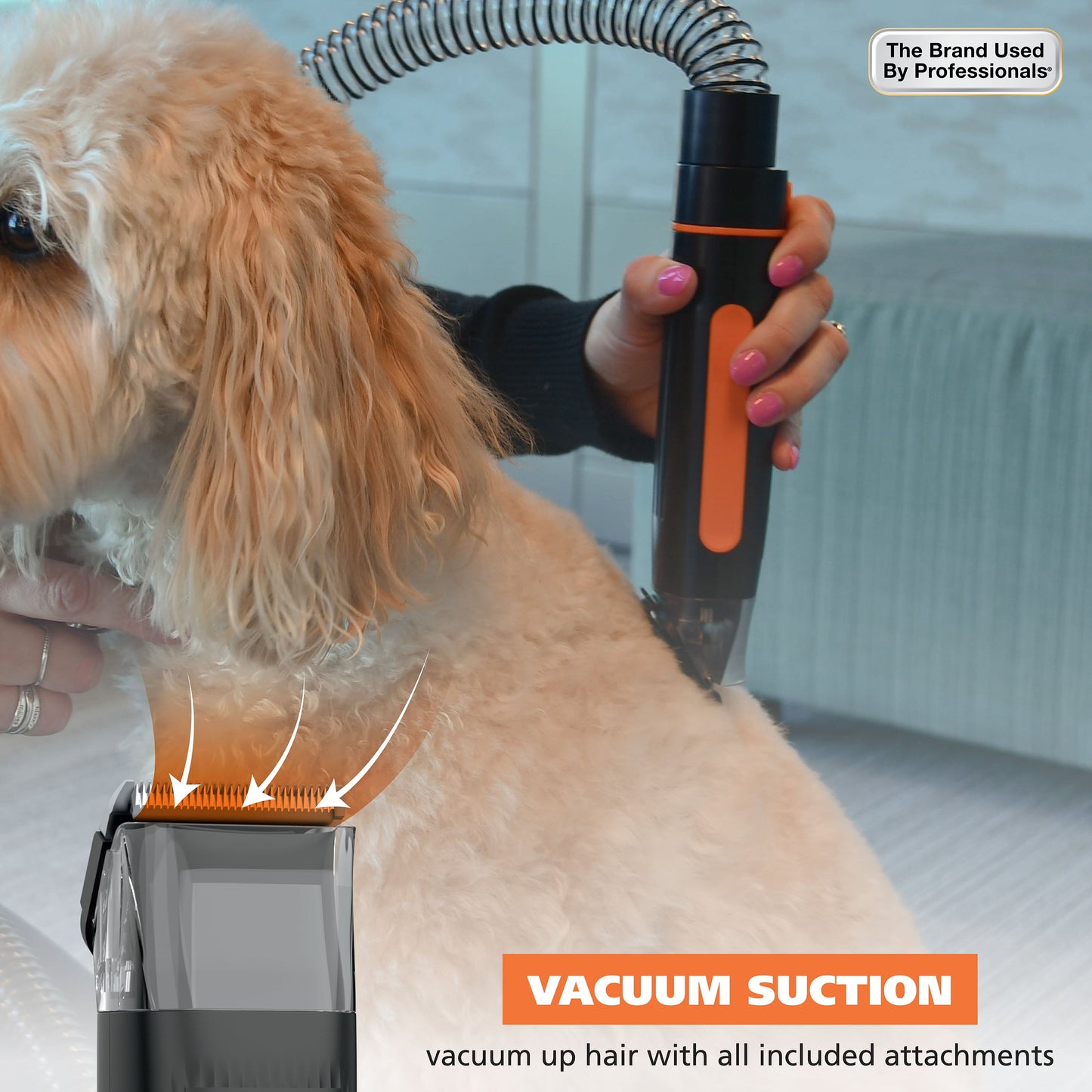 Dog Pet Groom and Vacuum Hose and Attachments, 2 Speeds, 14 Piece, Rechargeable Lithium 3026956
