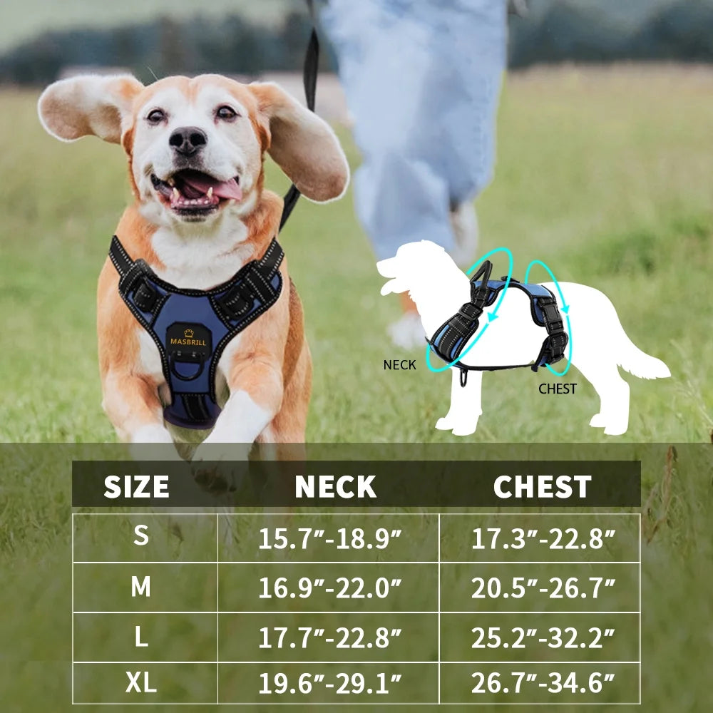 Reflective No-Pull Dog Harness with Handle, Breathable & Adjustable for Small Dog Blue XS