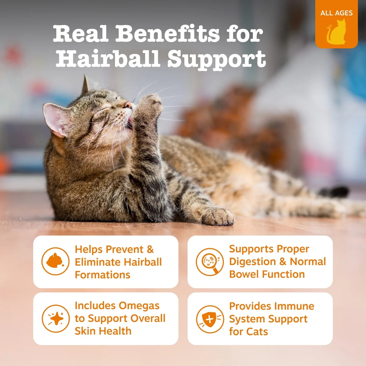 Hairball Bites for Cats, Supports Hairball Reduction, Bacon 30Ct