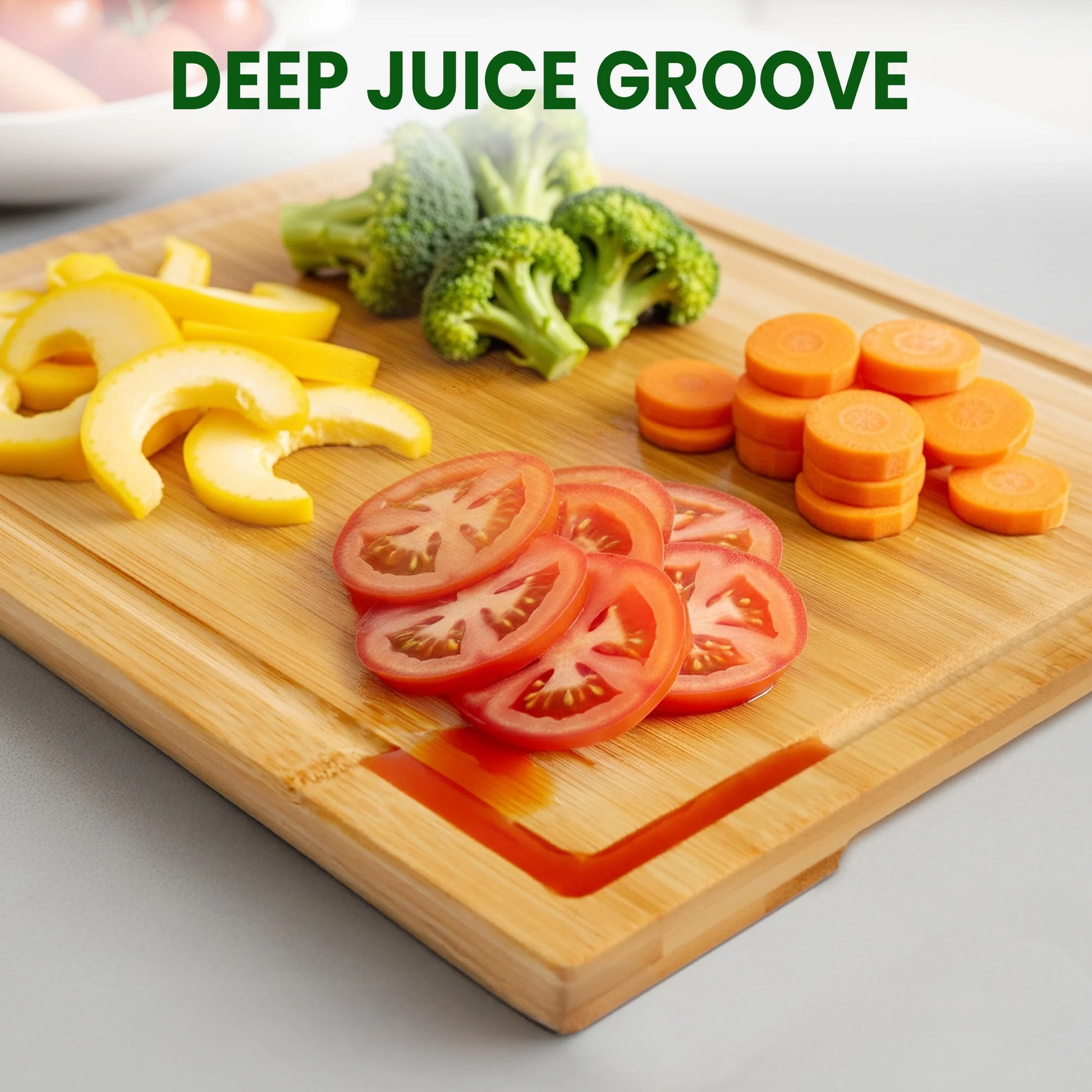 Cutting Board Set of 3, Bamboo Chopping Boards for Kitchen, Heavy Duty Wooden Serving Tray with Juice Groove
