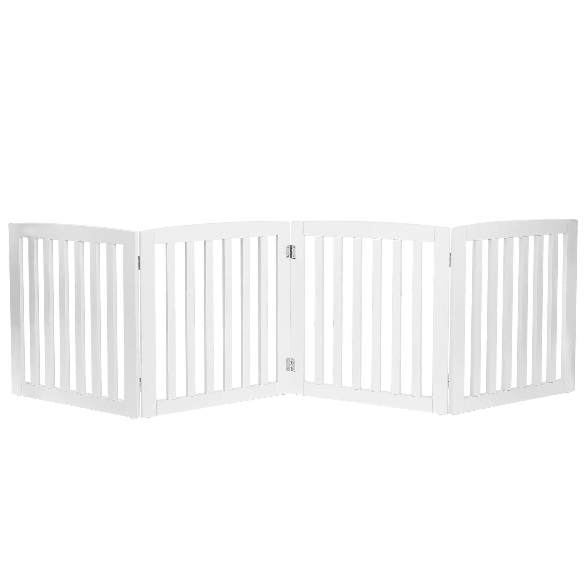 4-Panel Foldable Pet Dog Gate - 24-Inch Tall Fence for Doorways and Stairs, White