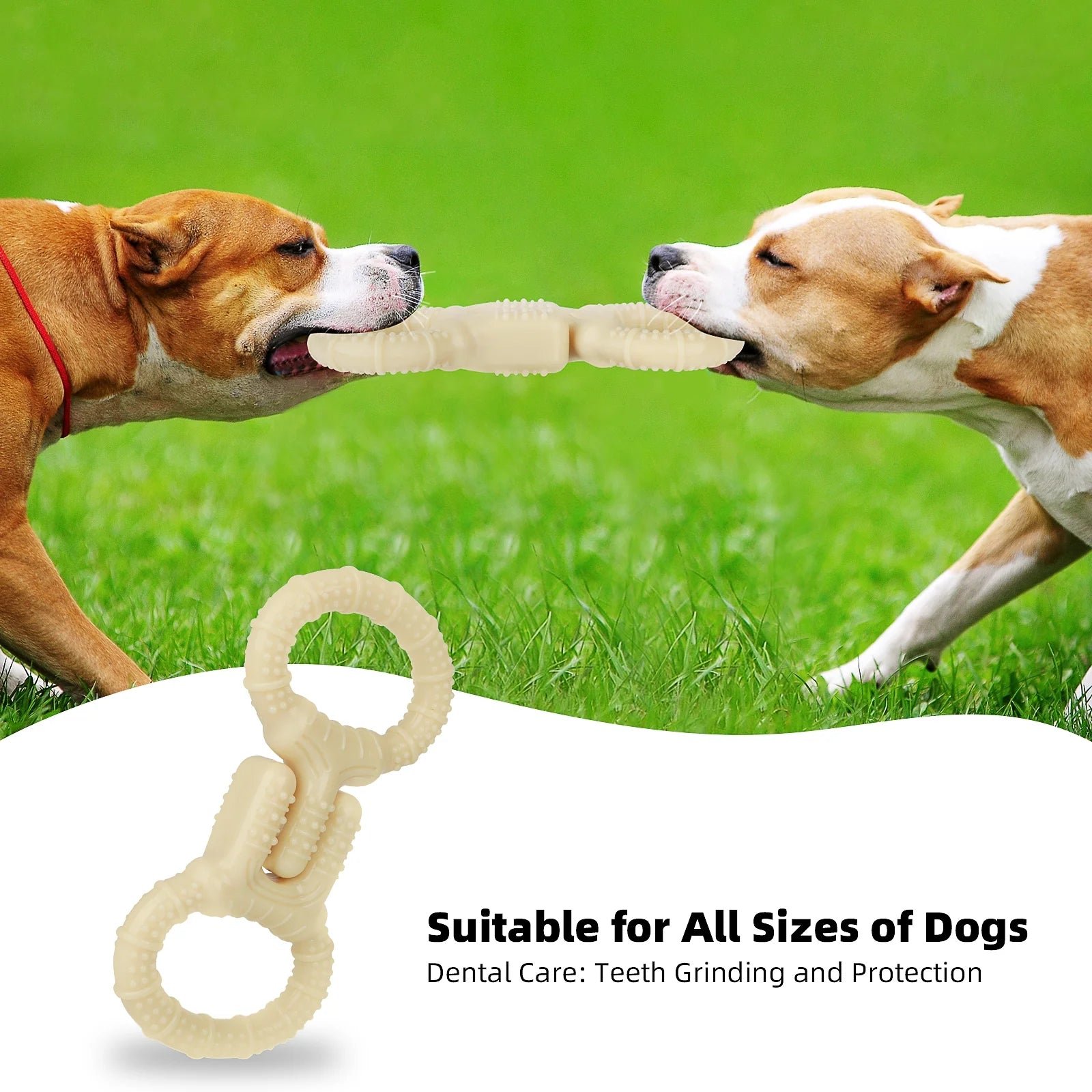 Durable Dog Toys for Aggressive Chewers, Outdoor Tug Toy for Small to Large Breeds, Beige