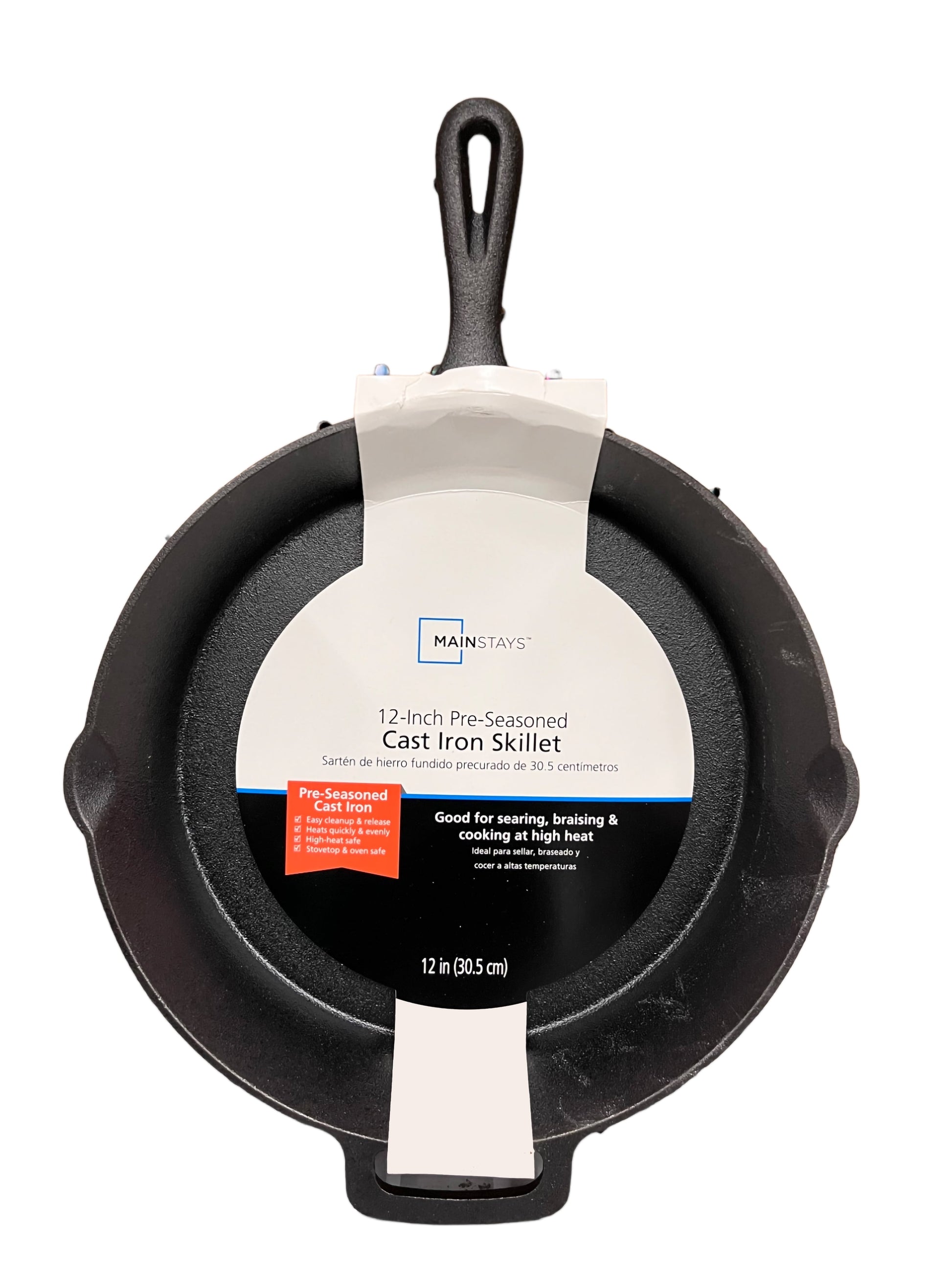 Cast Iron Skillet Oven Safe Pre-Seasoned Iron Black, 12 Inch