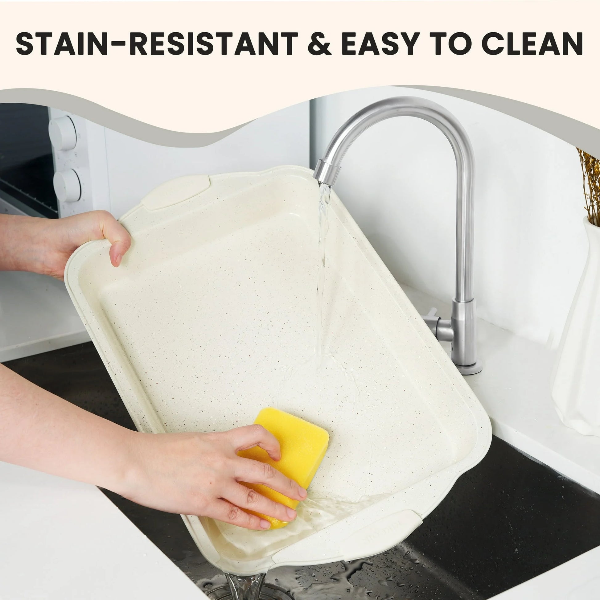 Bakeware Set, 21-Piece Baking Pans Set Kitchen Carbon Steel Baking Sheet Pans with Silicone Handles, Cookie Sheets Nonstick(Beige)