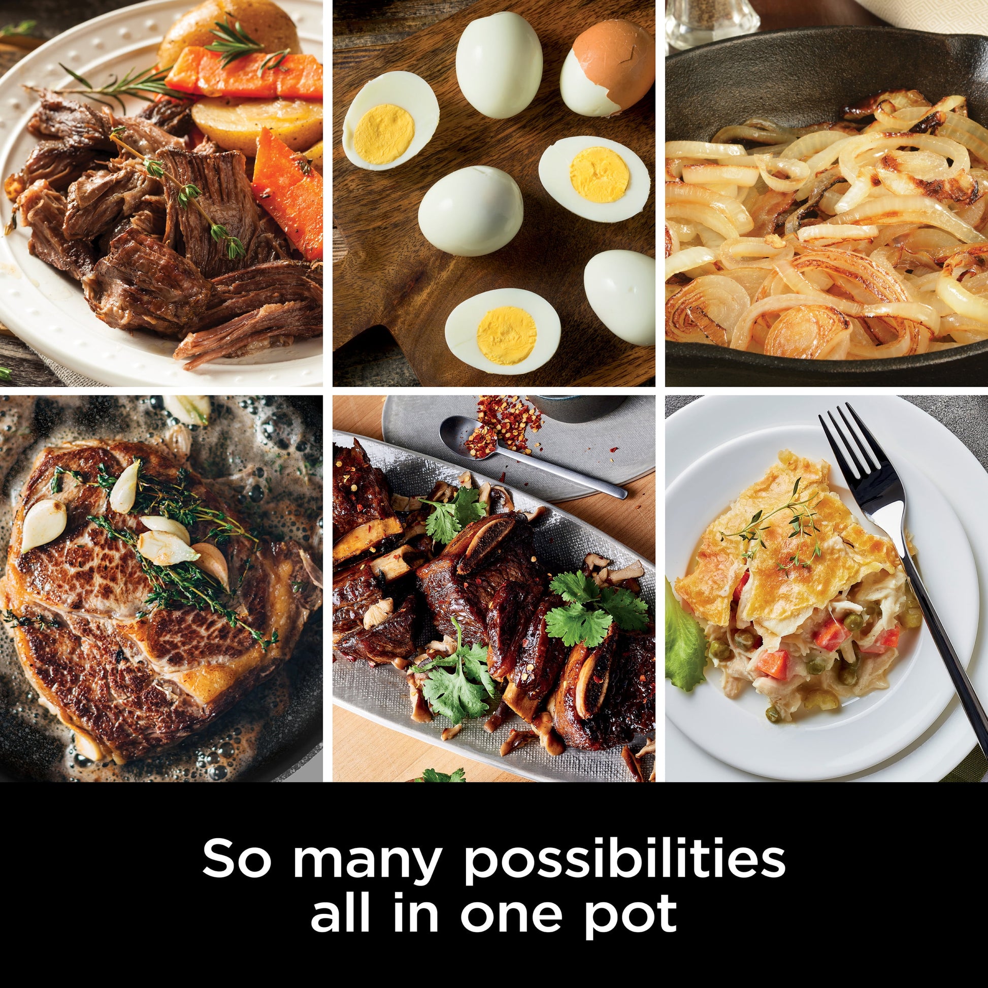 Foodi Possible Cooker, 8.5 Quart, 6-In-1 Multi-Cooker, Slow Cooker, Steamer, Glass Lid Integrated Cooking Utensil, Nonstick, Oven Safe Pot to 500°F, Cherry Tarte, MC1000WM