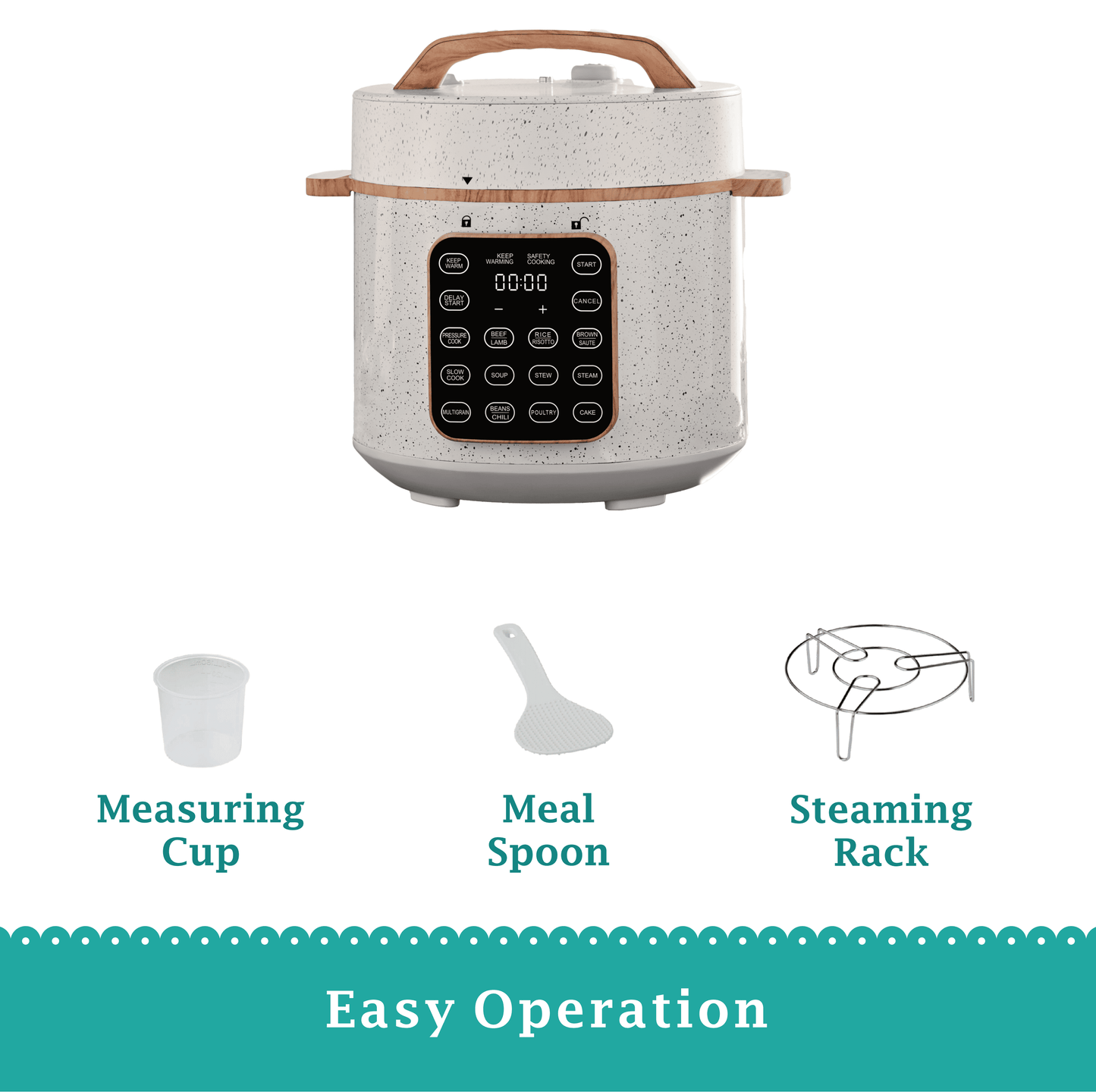 Linen Speckle 6-Quart Pressure Cooker with Touch Control Display
