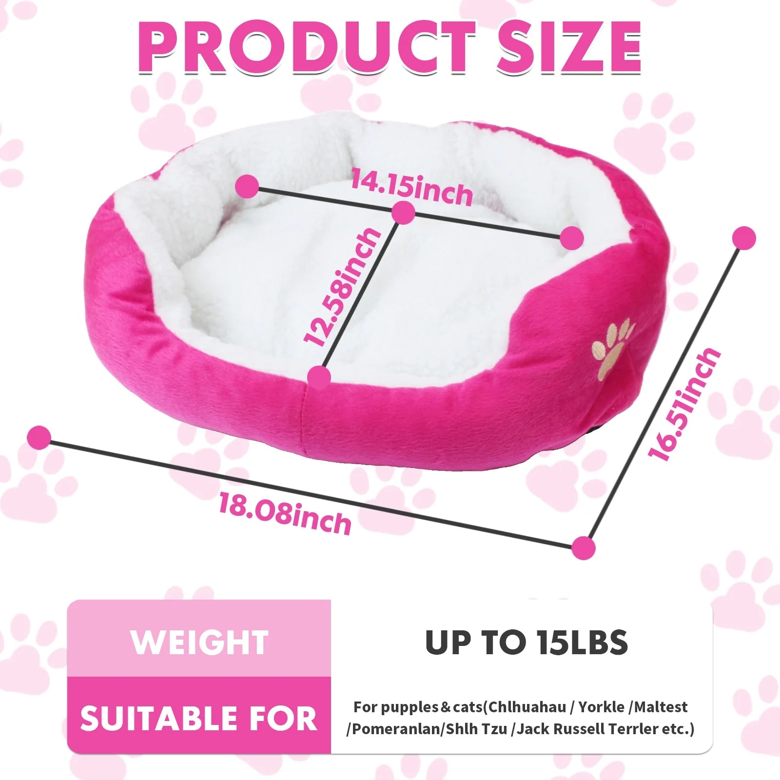 Dog Beds for Small Dogs Puppy Bed Pet Cats Bed with Removable Cushion for Indoor Cats Dogs