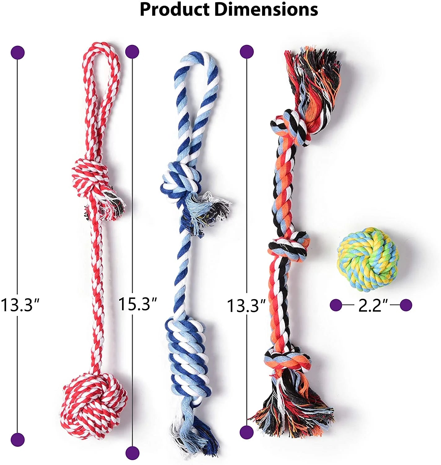 4-Pack Dog Rope Toys, Durable Cotton Chew and Tug Ropes for Indoor/Outdoor Interactive Play, Ideal for Small to Medium Dogs